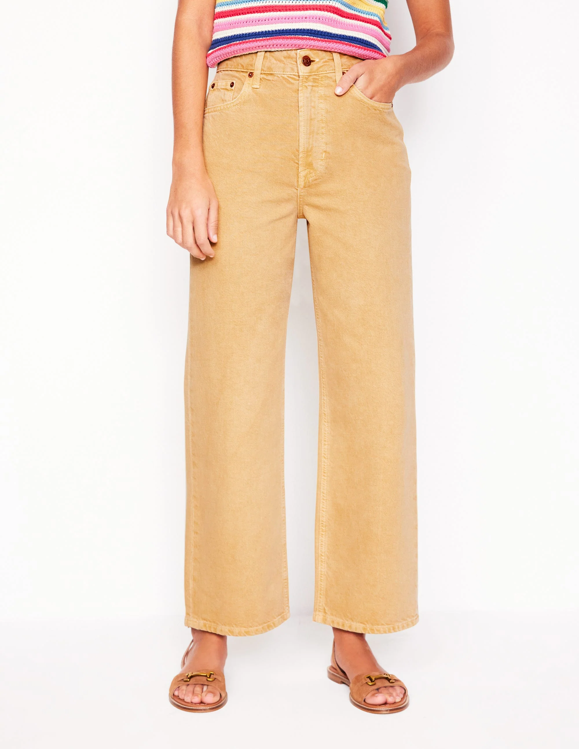Kurze Jeans mit hohem Bund und geradem Beinschnitt-Buttermilchgelb - Image 5