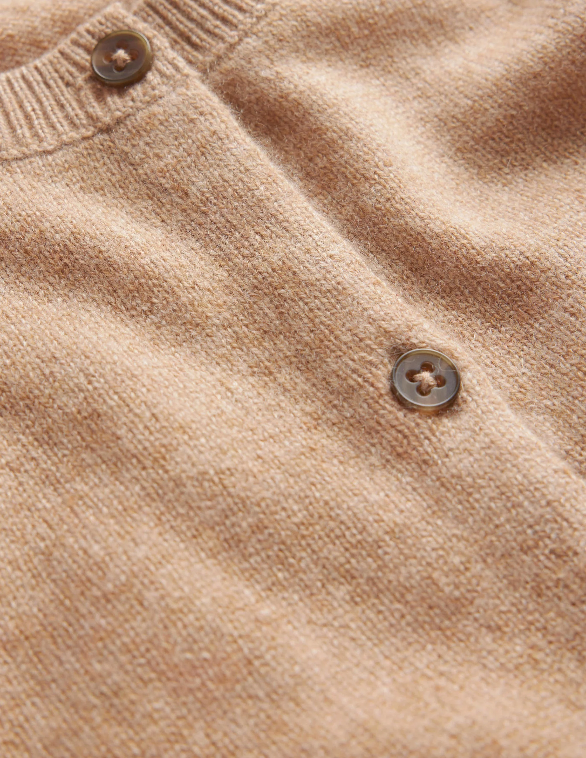 Kurze Strickjacke aus Kaschmir mit Rundhalsausschnitt-Kamelbraun Melange - Image 7