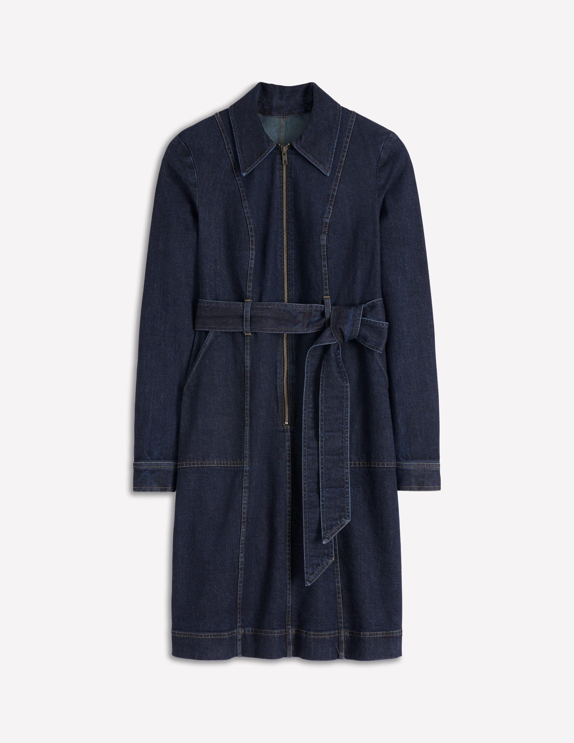 Kurzes Jeanskleid mit Reißverschluss-Indigo - Image 6