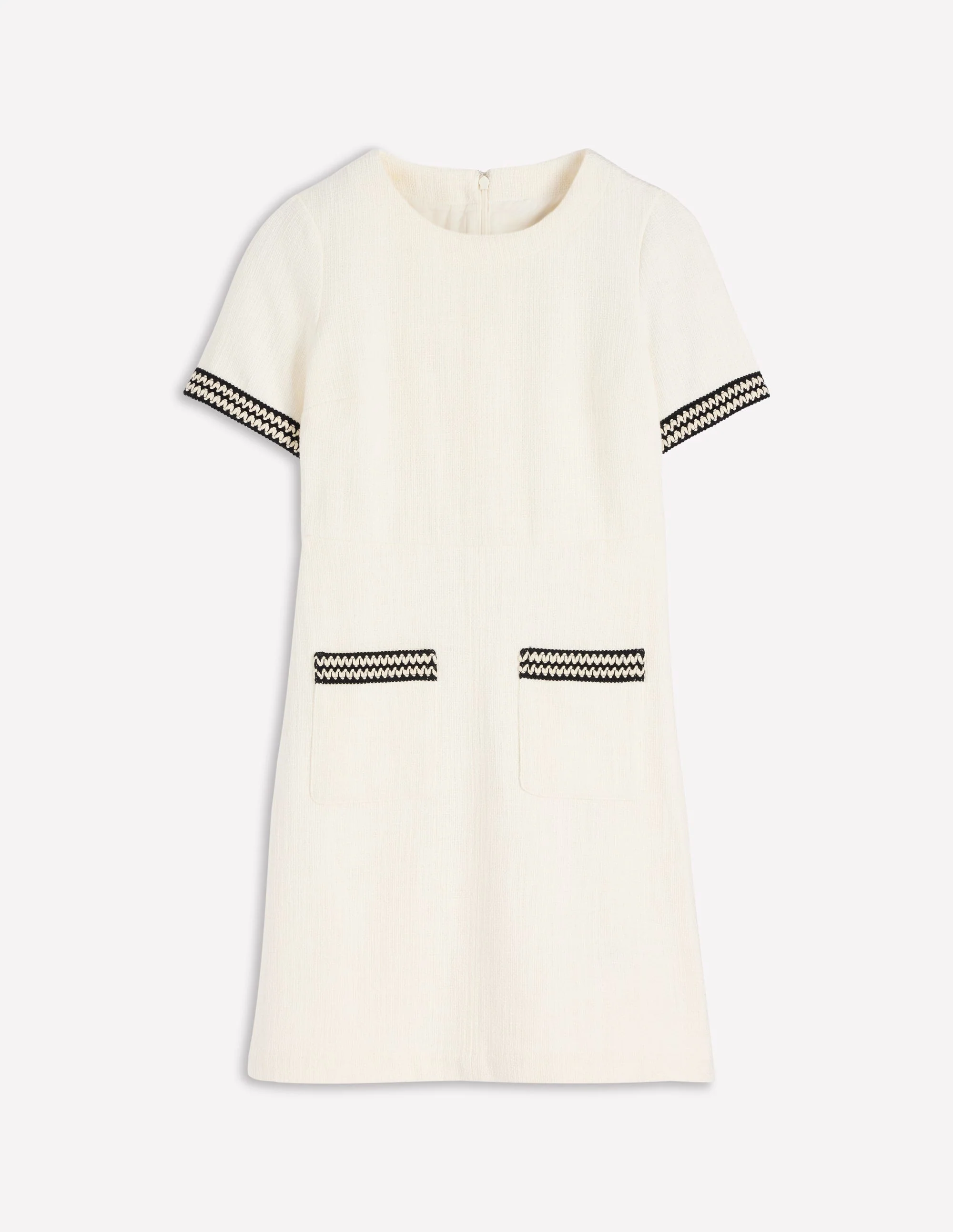 Kurzes Kleid in A-Linie mit Besätzen-Naturweiß - Image 6
