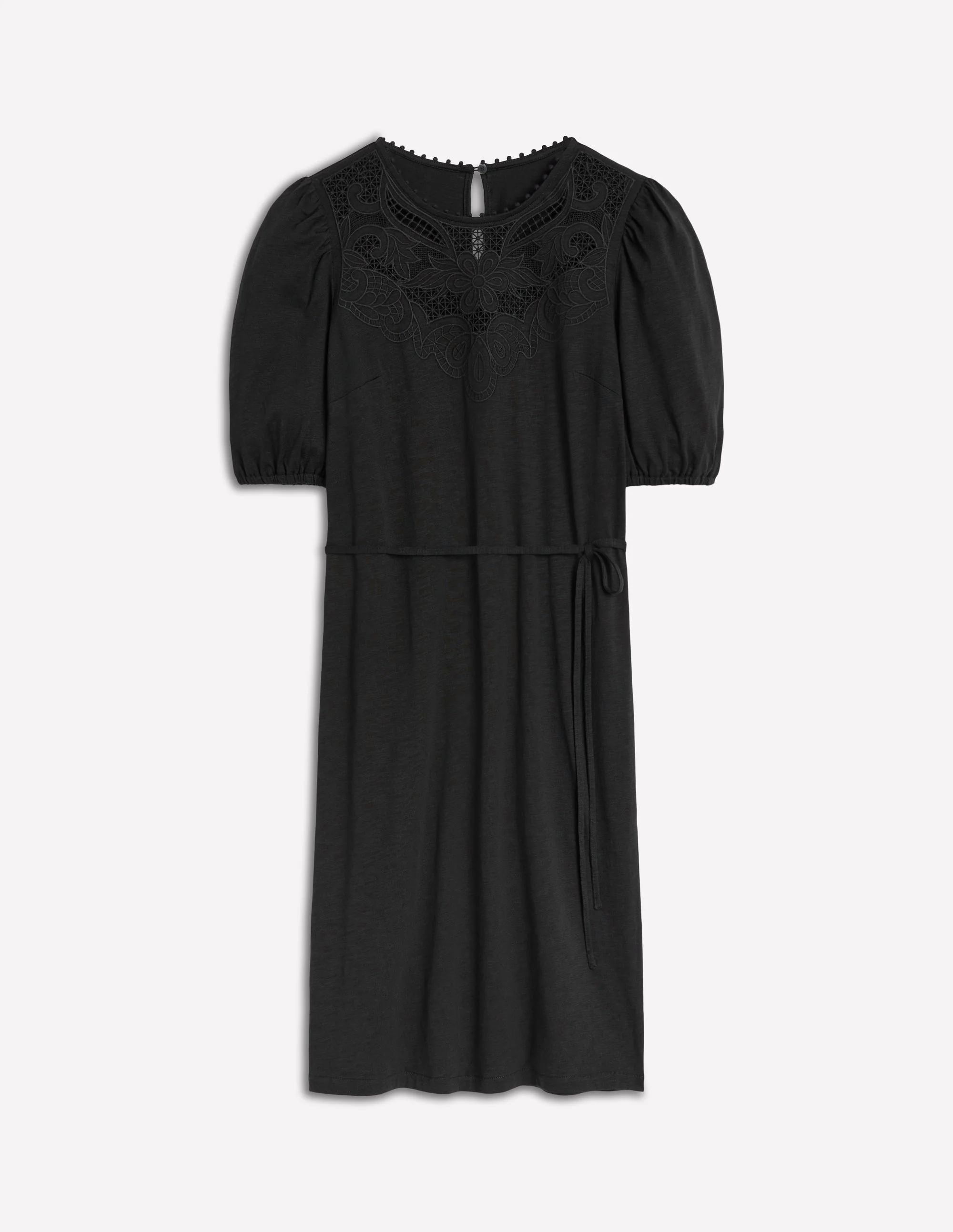 Kurzes Kleid mit Cutwork-Detail-Schwarz - Image 5