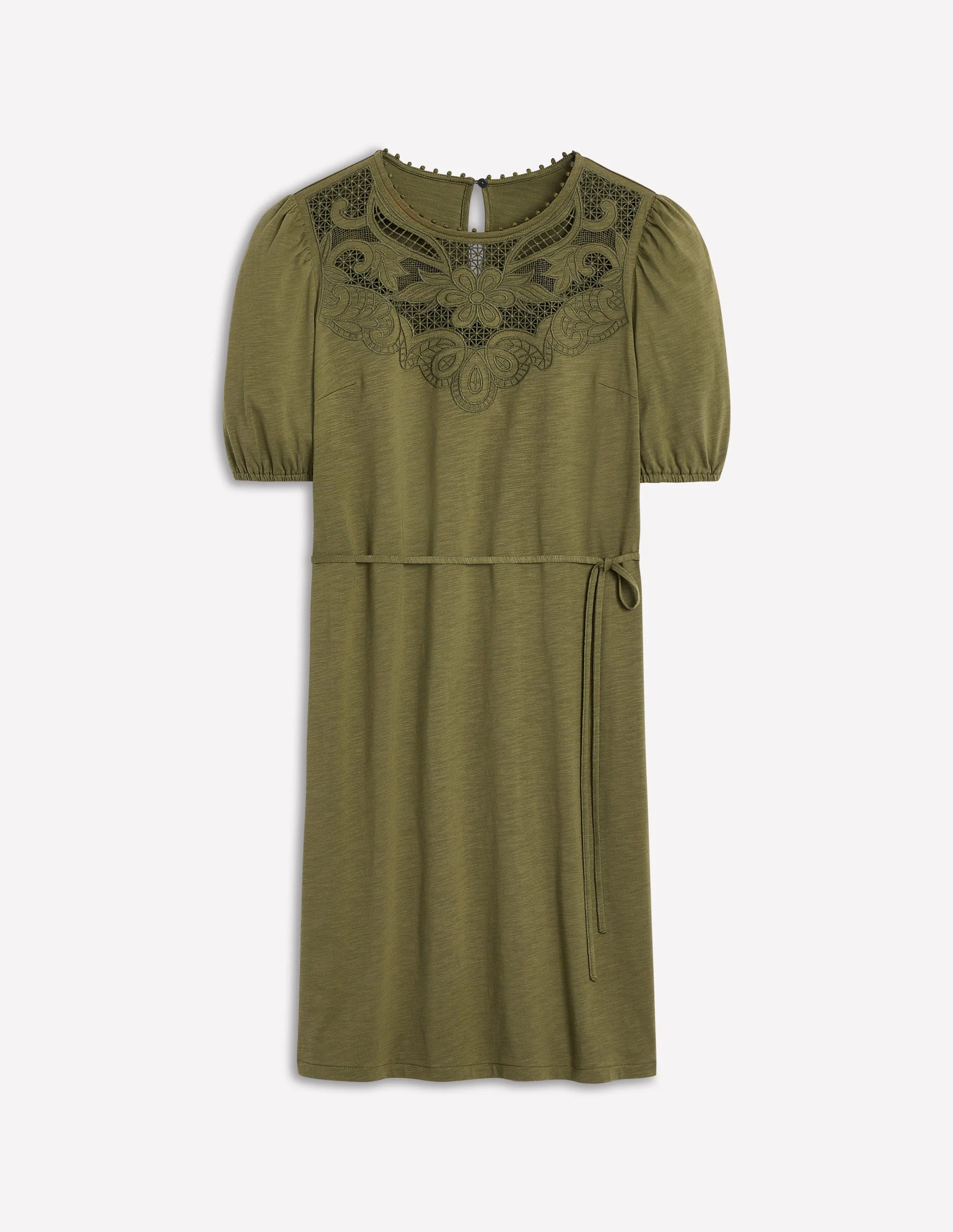 Kurzes Kleid mit Cutwork-Detail-Waldgrün - Image 7