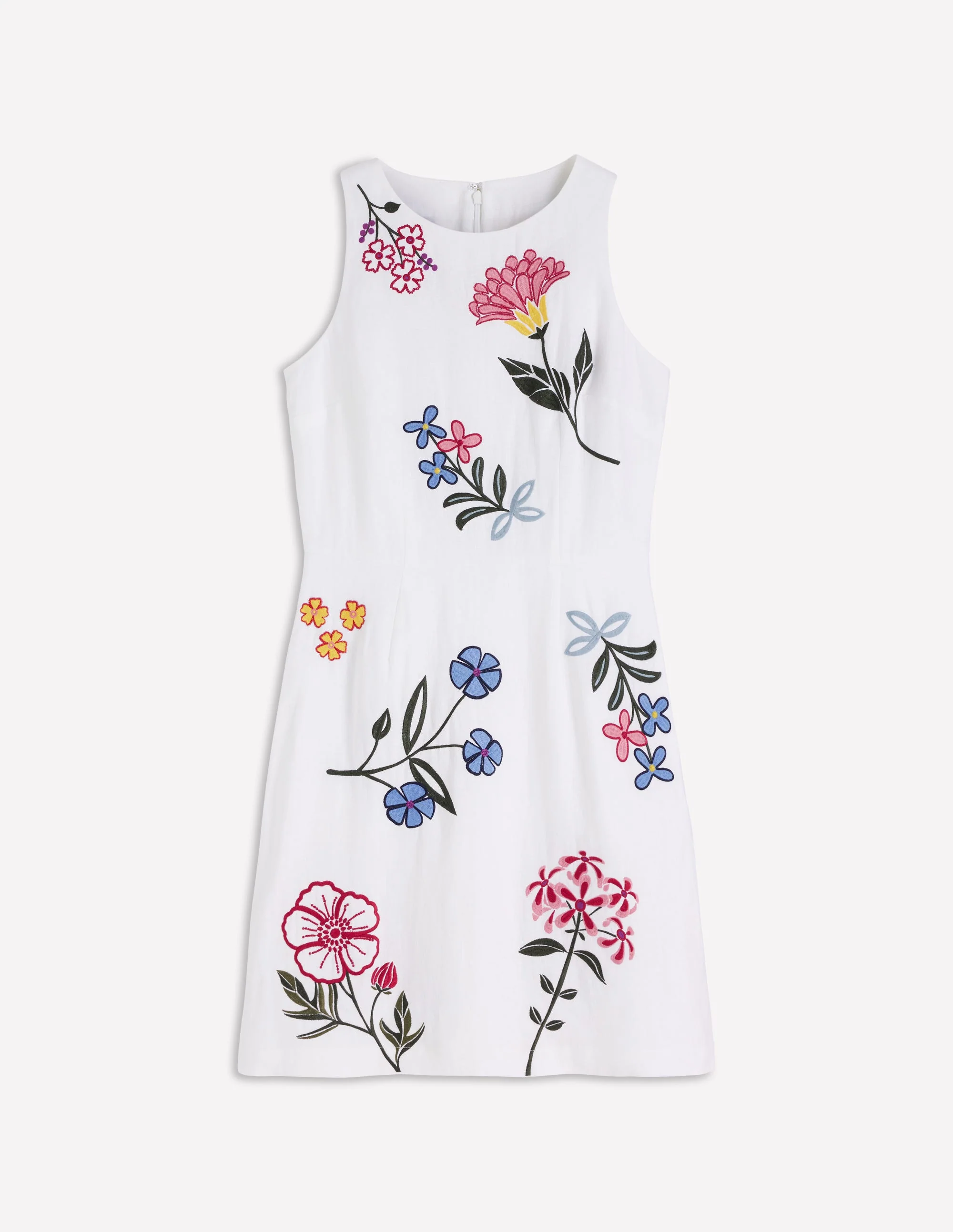Kurzes Leinenkleid für besondere Anlässe-Weiß Stickerei - Image 8