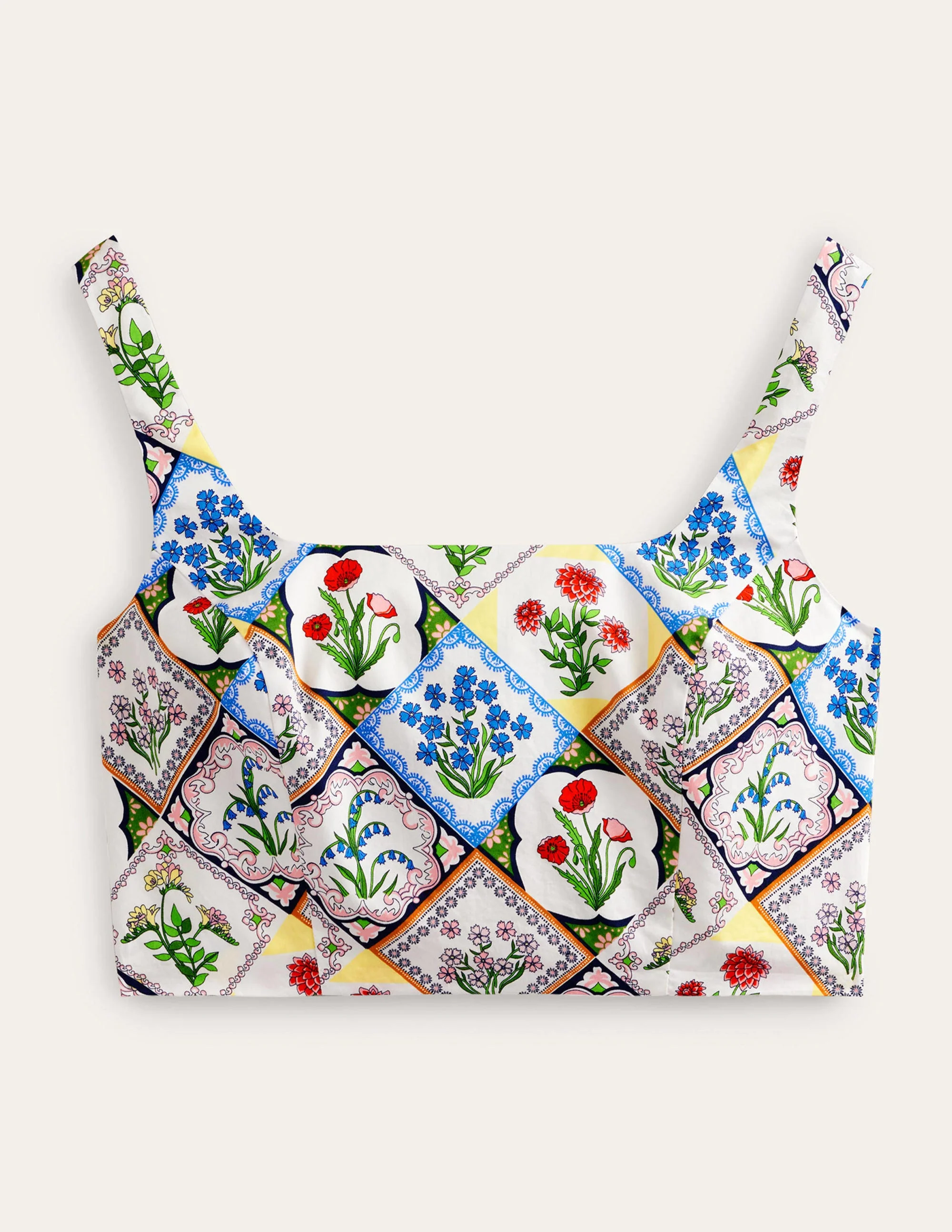 Kurzes Oberteil mit eckigem Ausschnitt-Naturweiß, Wilde Glockenblumen - Image 5