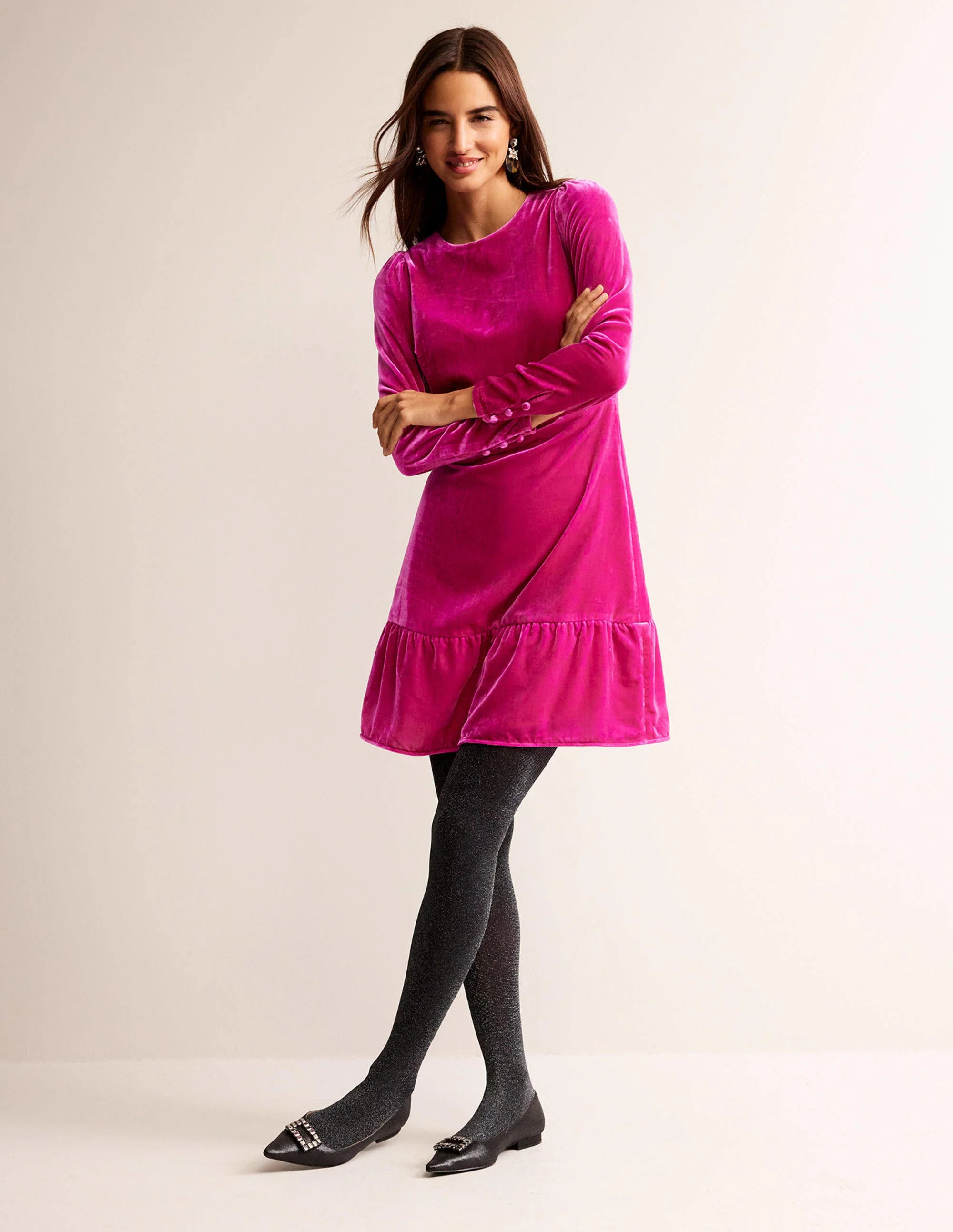 Kurzes Samtkleid-Pflaumenfarben