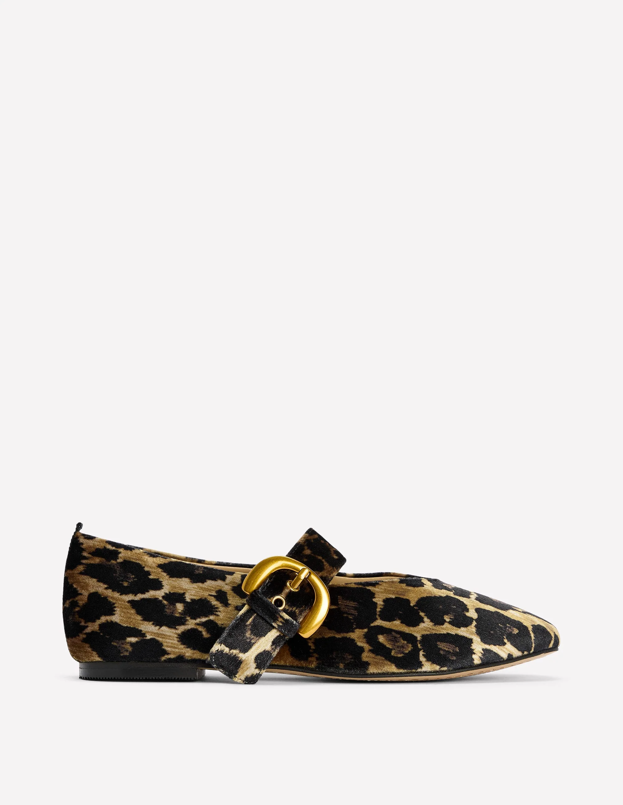 Kylie Flache Mary Janes mit Schnalle-Mohair, Leopardenmuster