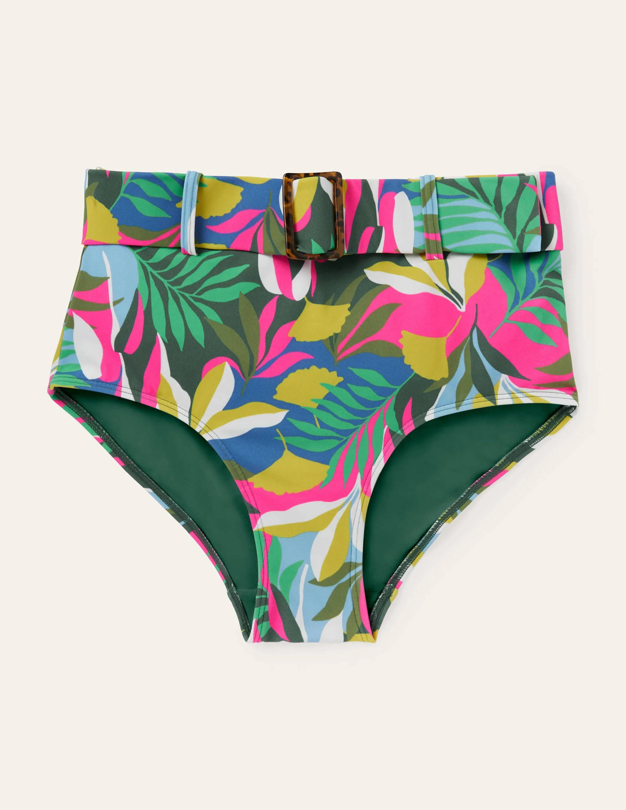 Kythira Bikinihose mit Gürtel-Palmblattgrün, Tropische Blüten - Image 7