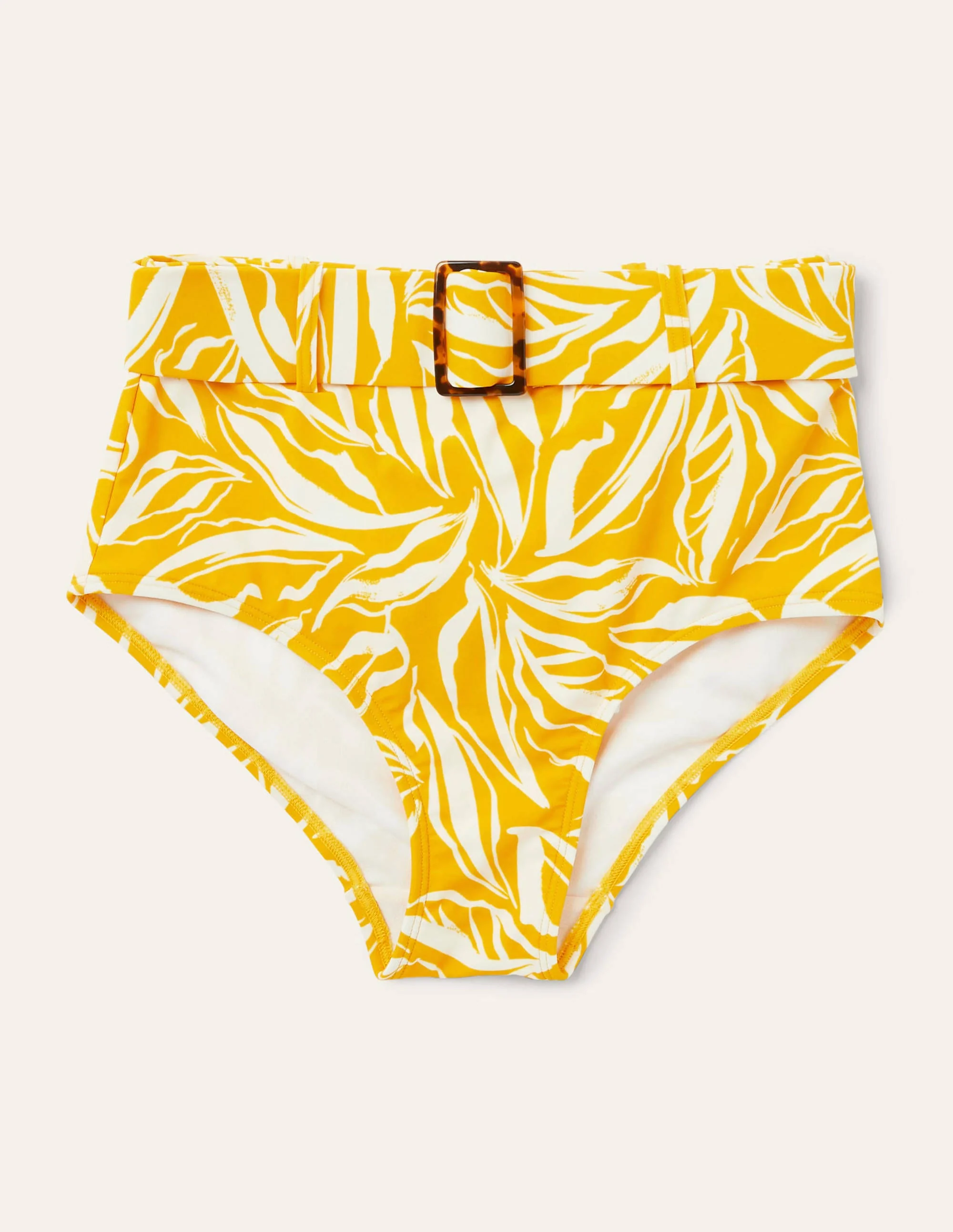 Kythira Bikinihose mit Gürtel-Schwefelgelb, Gemalte Blätter - Image 6