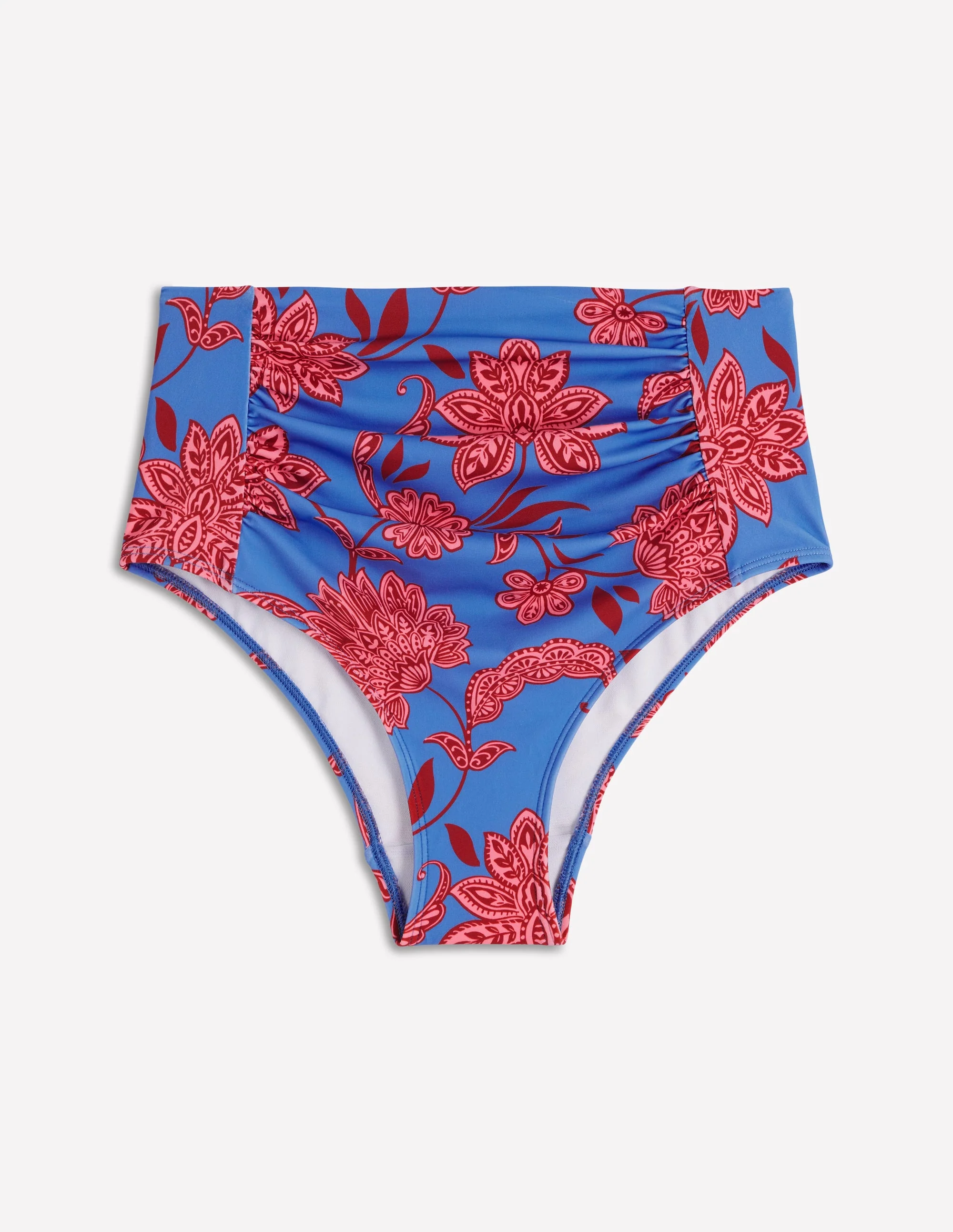 Kythira Geraffte Bikinihose-Blau, Elegante Blüten - Image 5