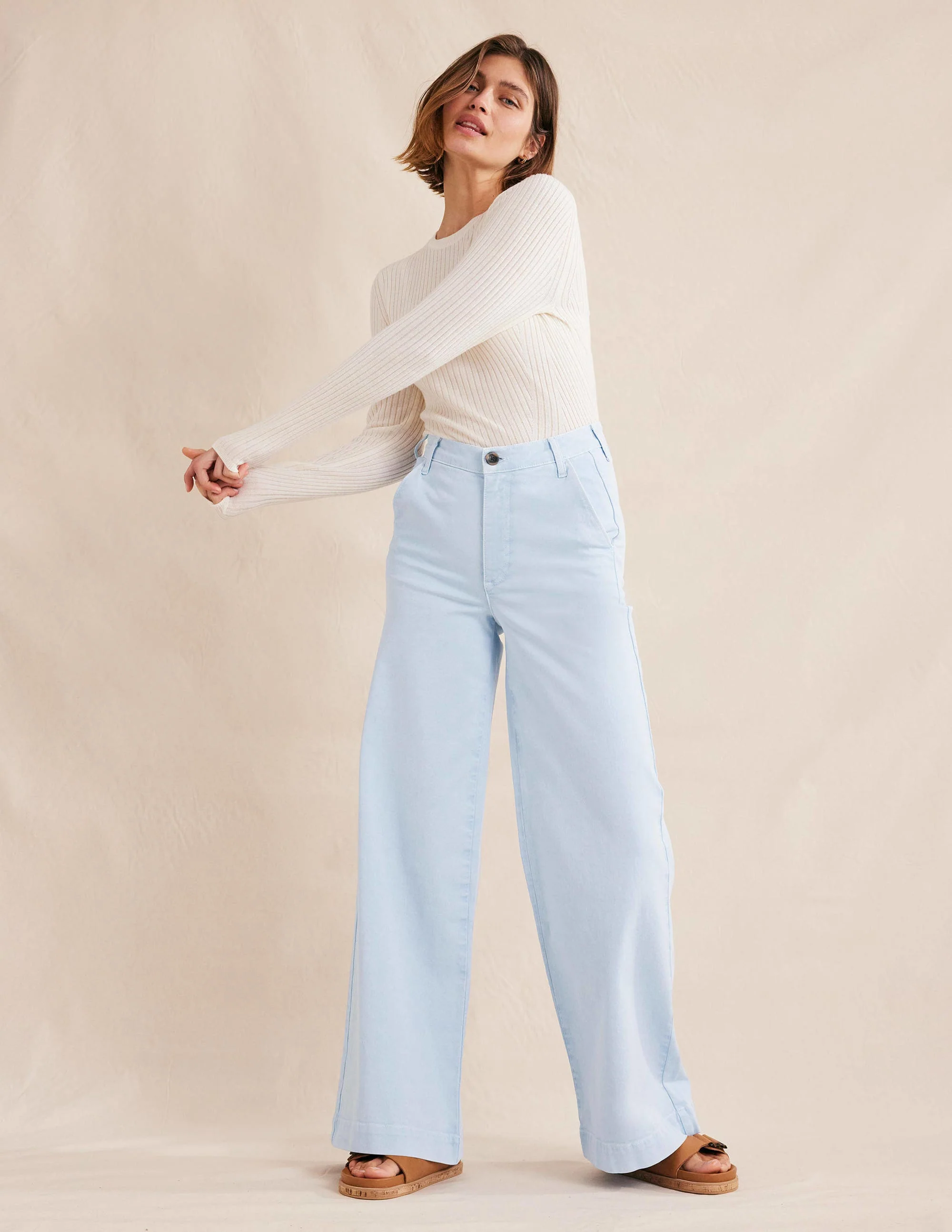 Lässige Hose mit weitem Bein-Xenonblau