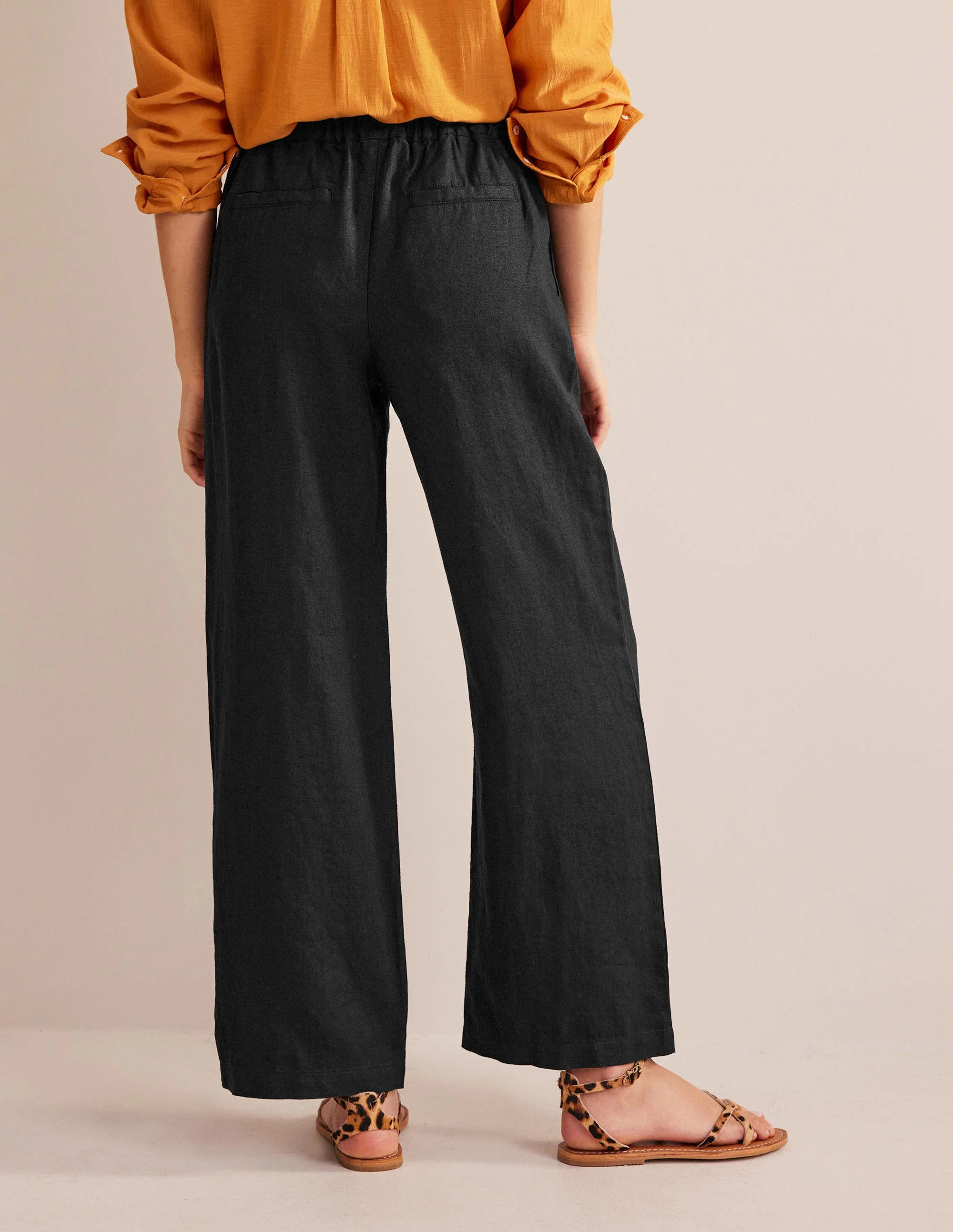 Lässige Leinenhose zum Hineinschlüpfen-Schwarz - Image 3