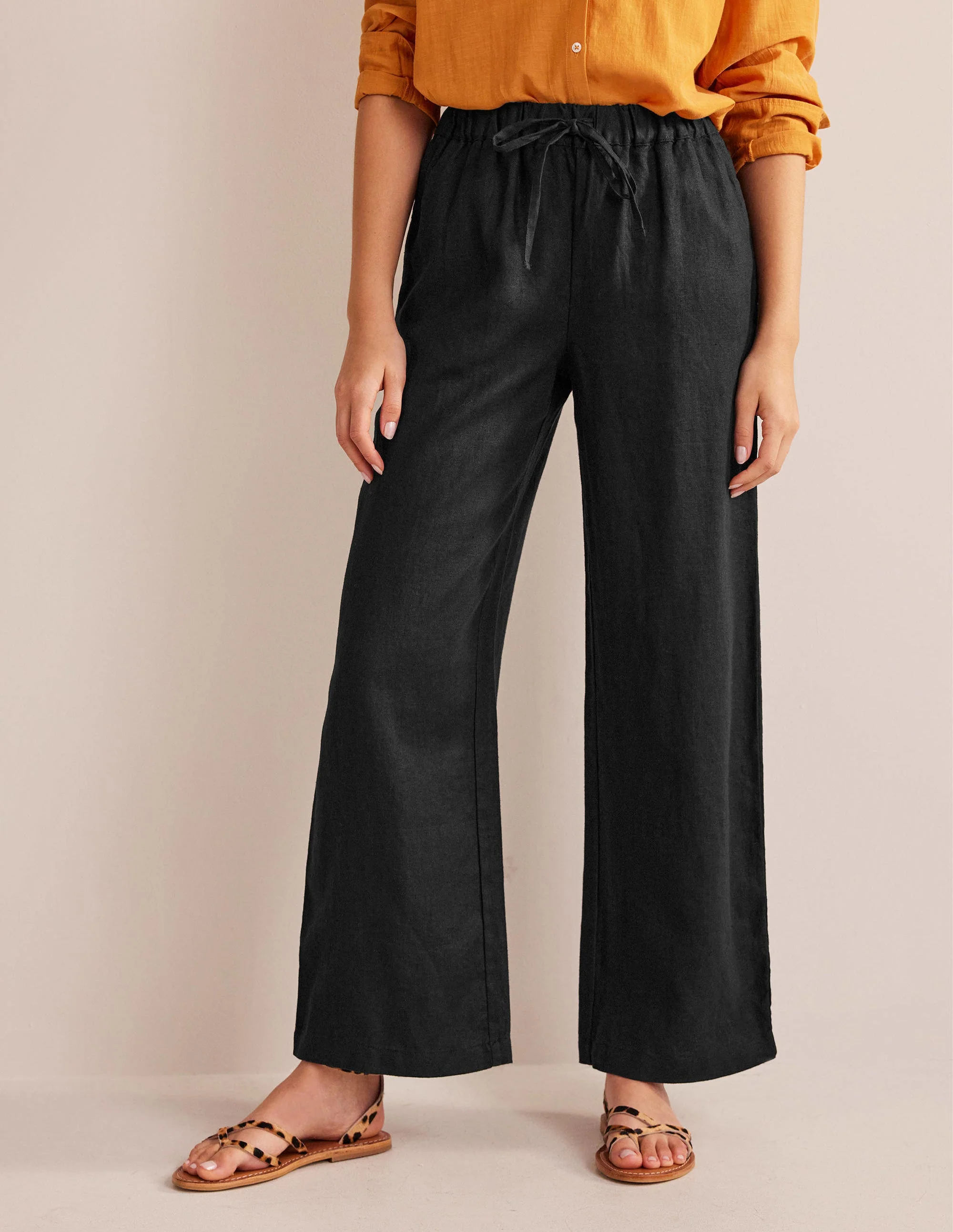 Lässige Leinenhose zum Hineinschlüpfen-Schwarz - Image 4