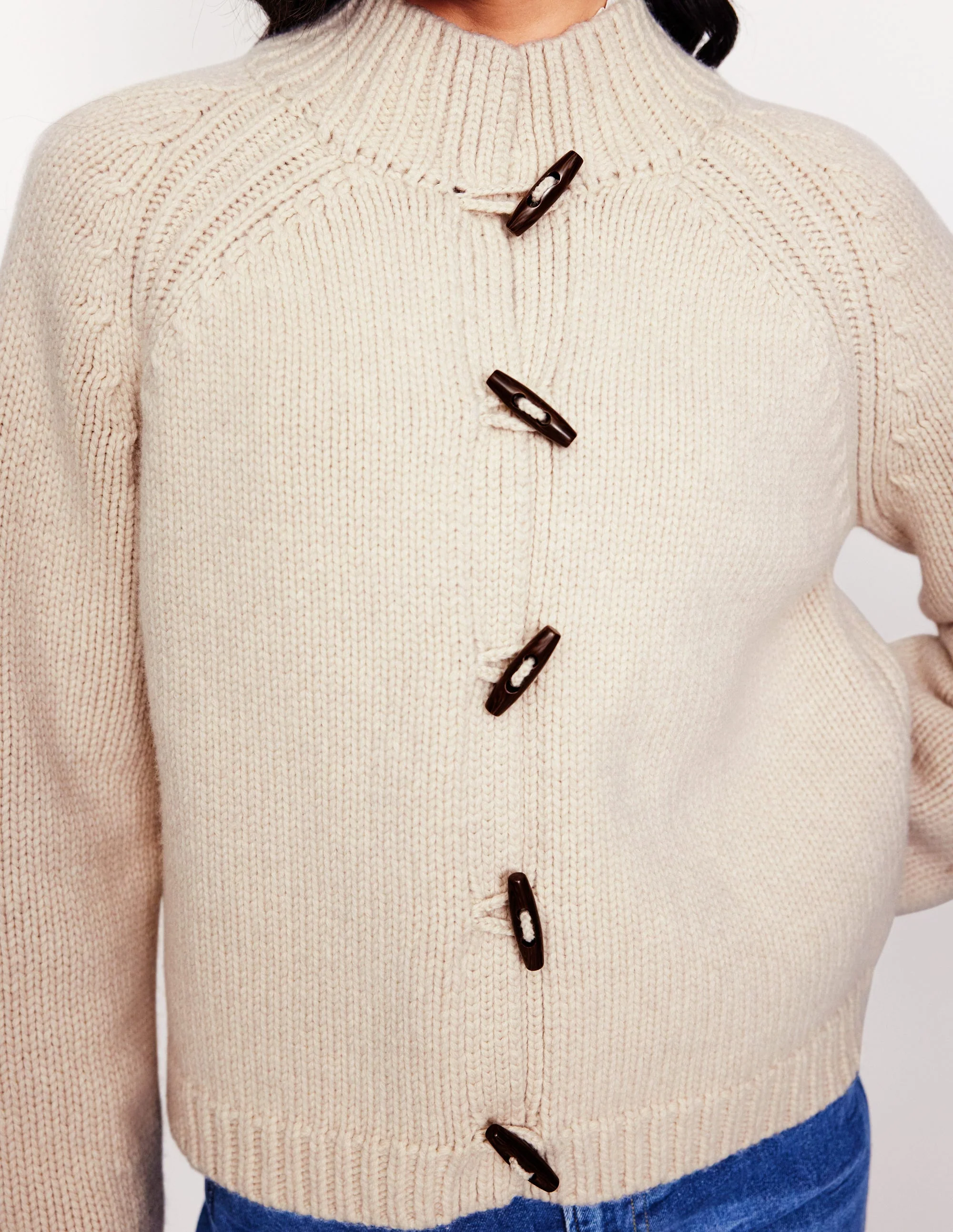 Lässige Strickjacke mit Knebelknöpfen-Black - Image 3