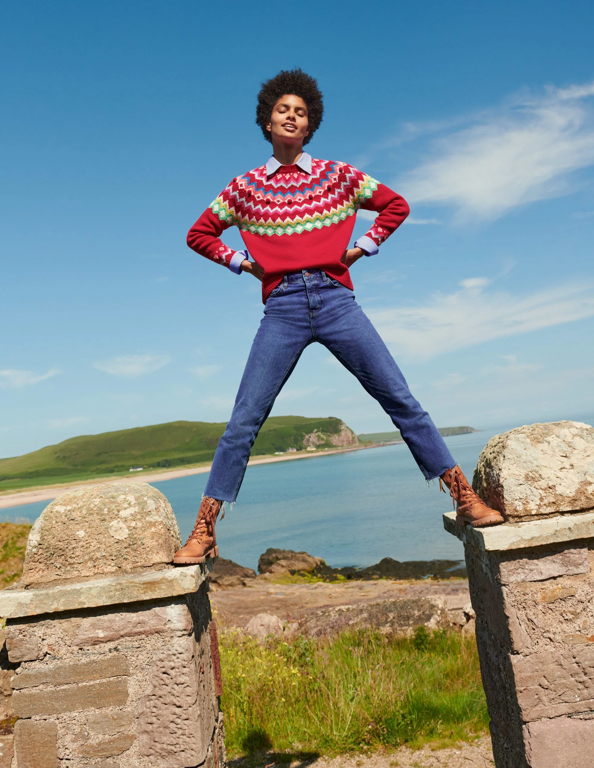 Lässiger Fair-Isle-Pullover-Rockabilly-Rot - Image 6