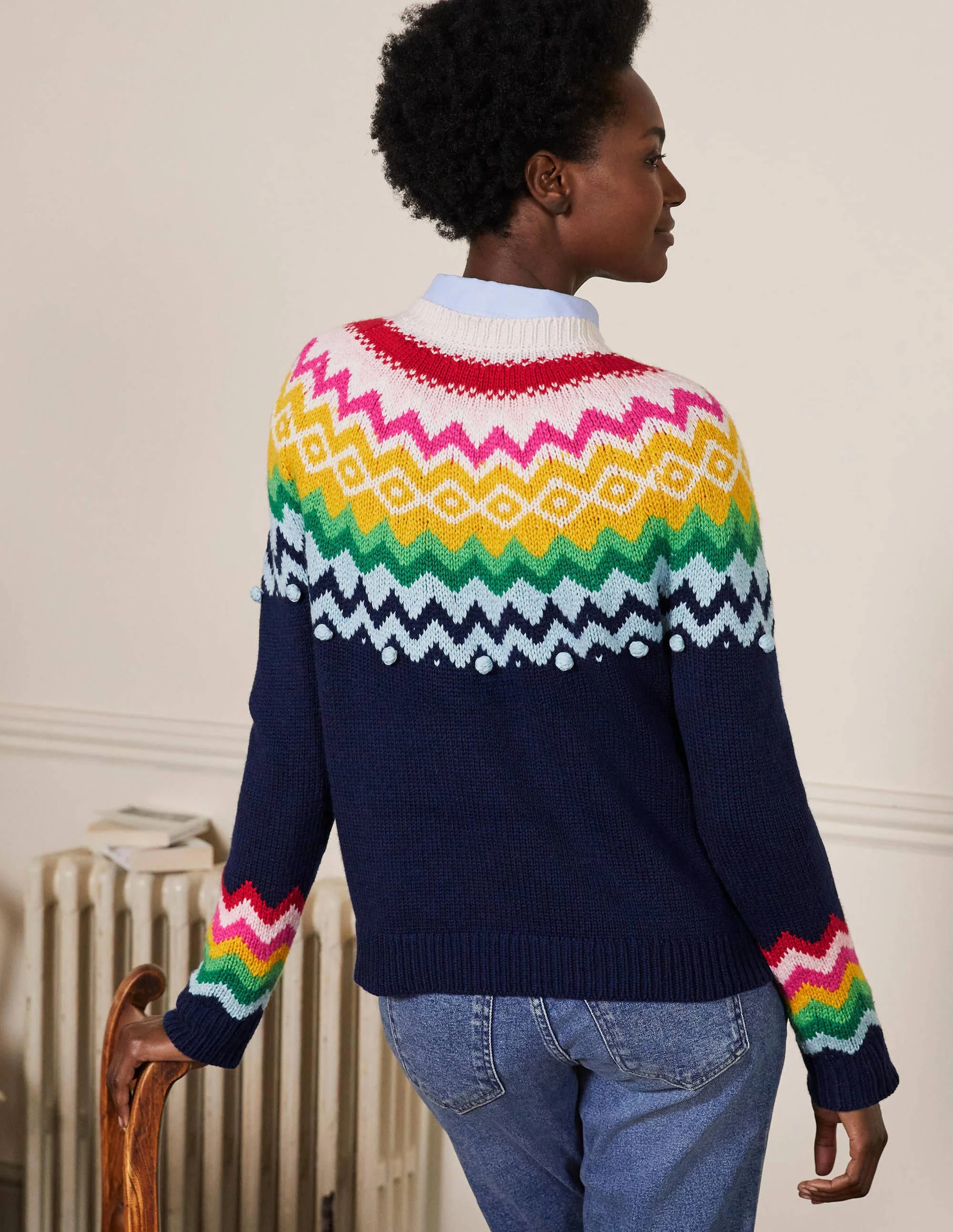 Lässiger Fair-Isle-Pullover-Segelblau - Image 3