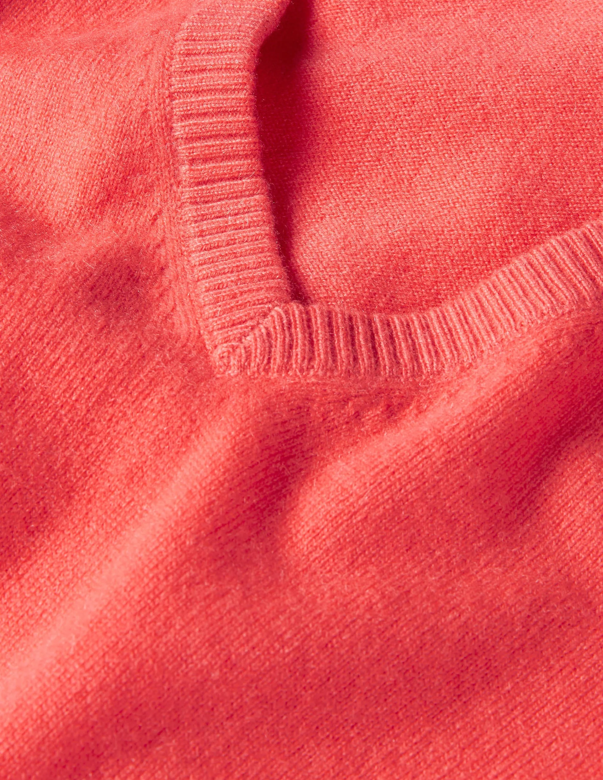 Lässiger Kaschmirpullover mit V-Ausschnitt-Koralle - Image 6