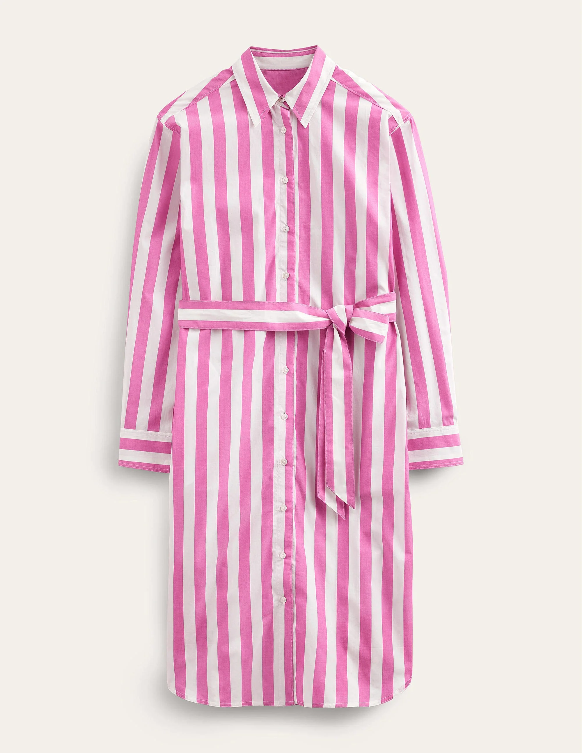 Lässiges Hemdblusenkleid aus Baumwolle-Magenta/Naturweiß - Image 5