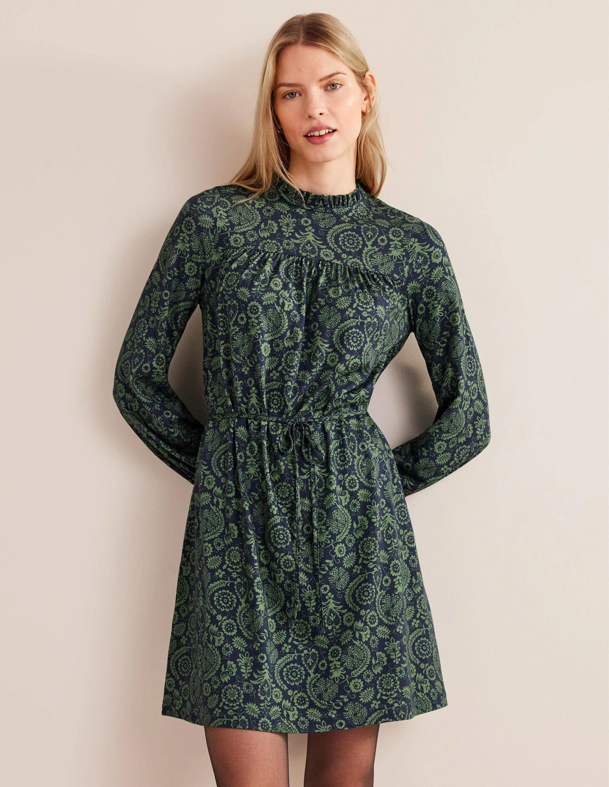Lässiges Minikleid aus Jersey mit Passe-Bohnengrün, Tropencharme - Image 4