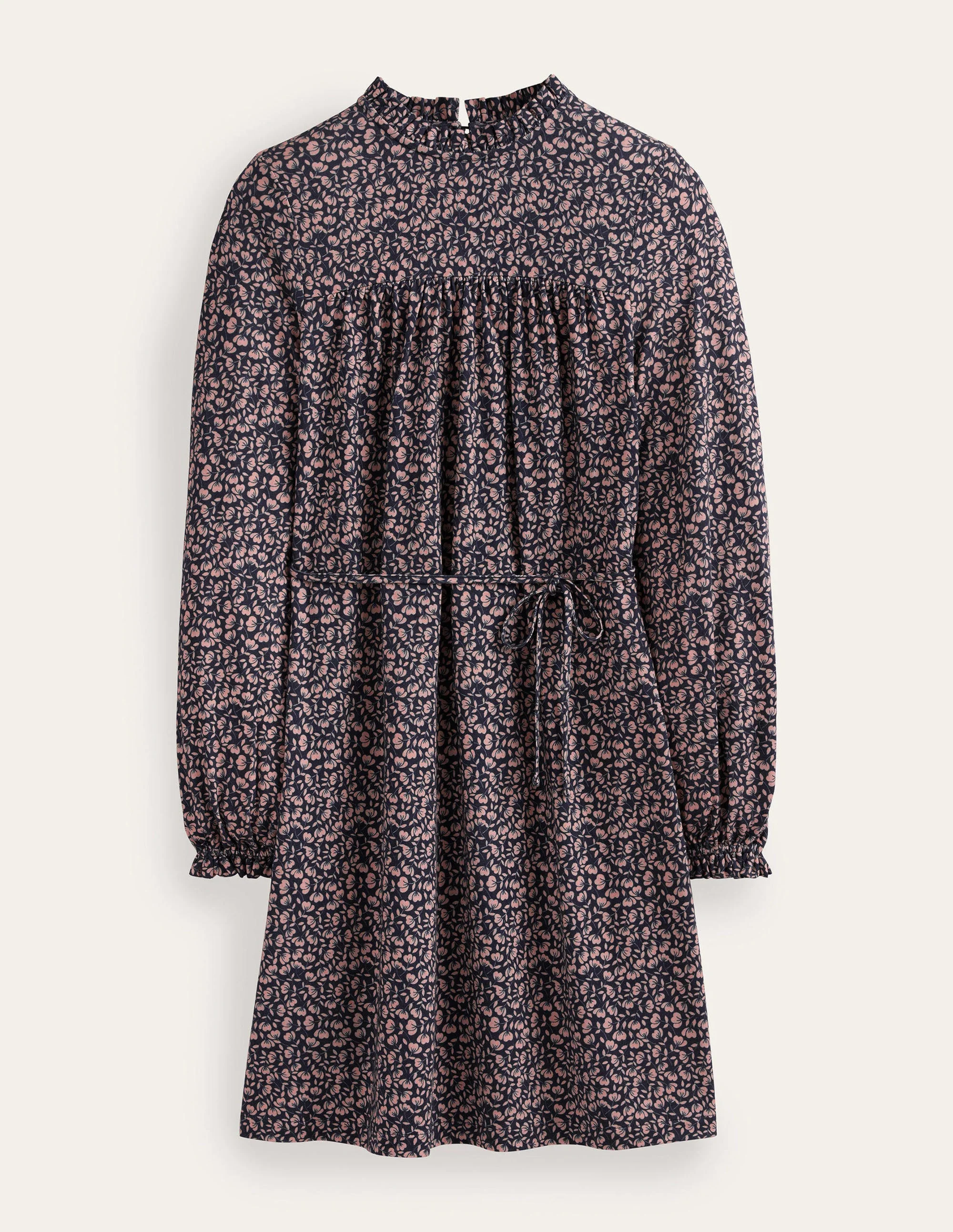Lässiges Minikleid aus Jersey mit Passe-Französisches Navy, Mohnblumenblüten - Image 6