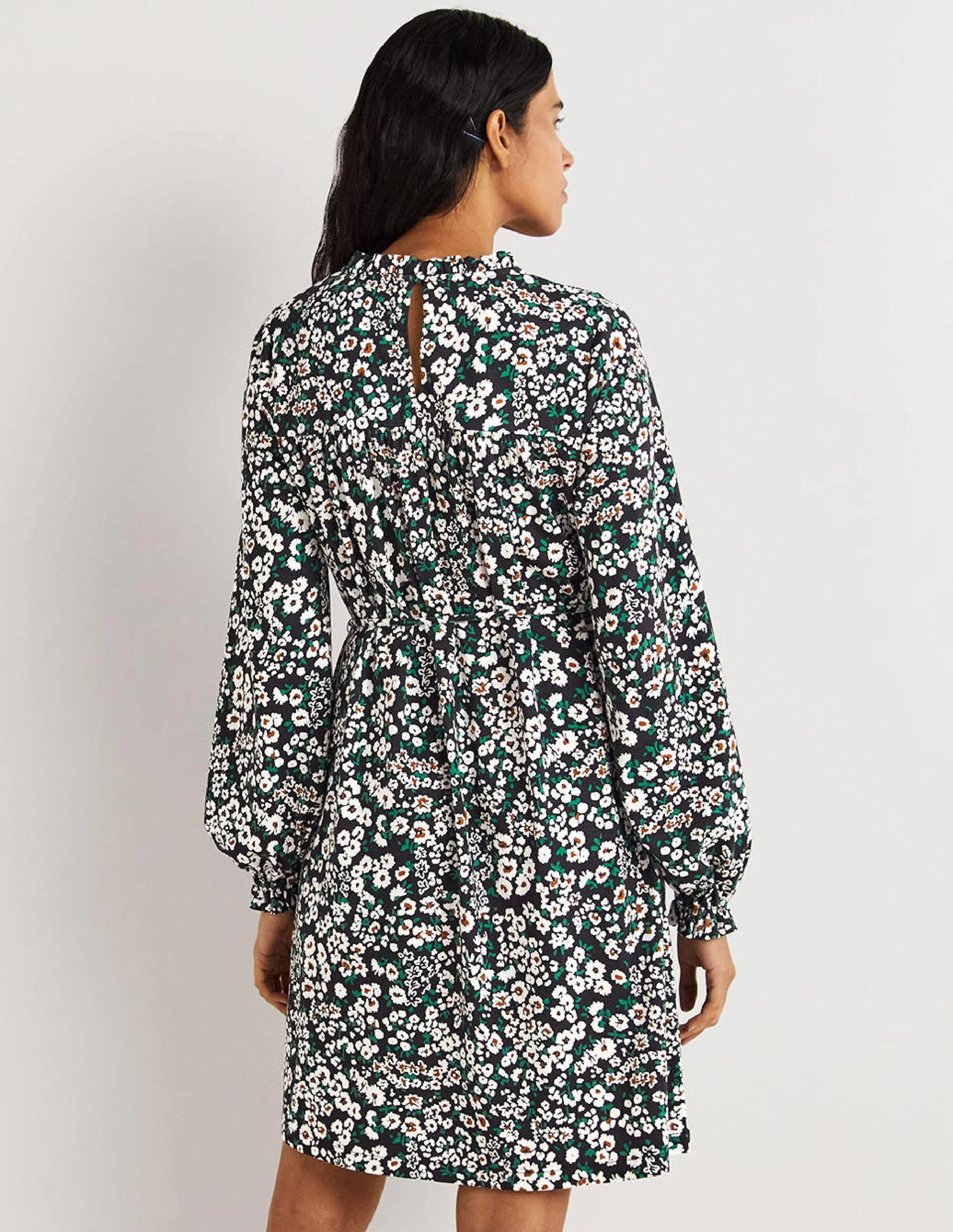 Lässiges Minikleid aus Jersey mit Passe-Schwarz, Blütenherzen - Image 3