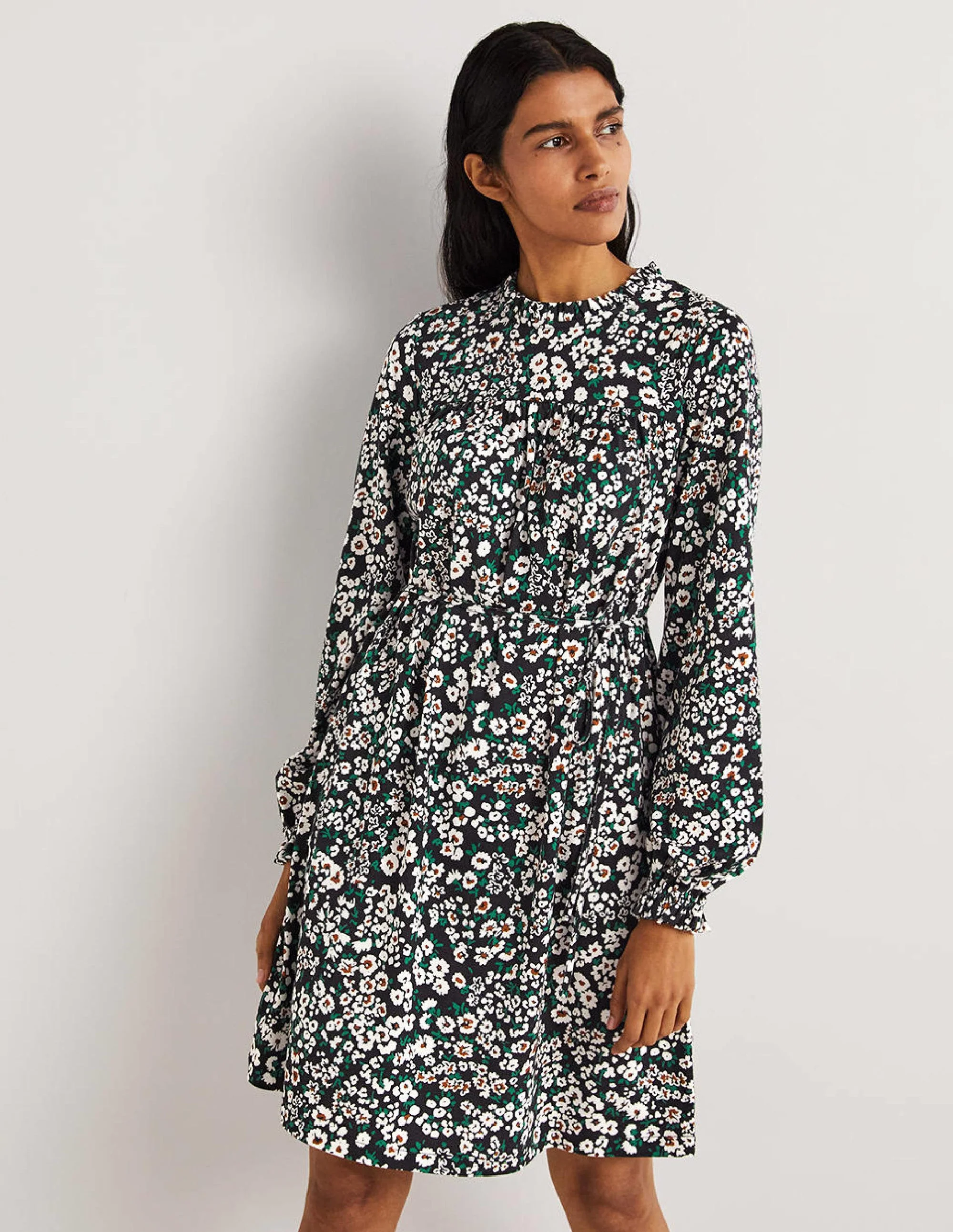 Lässiges Minikleid aus Jersey mit Passe-Schwarz, Blütenherzen - Image 5