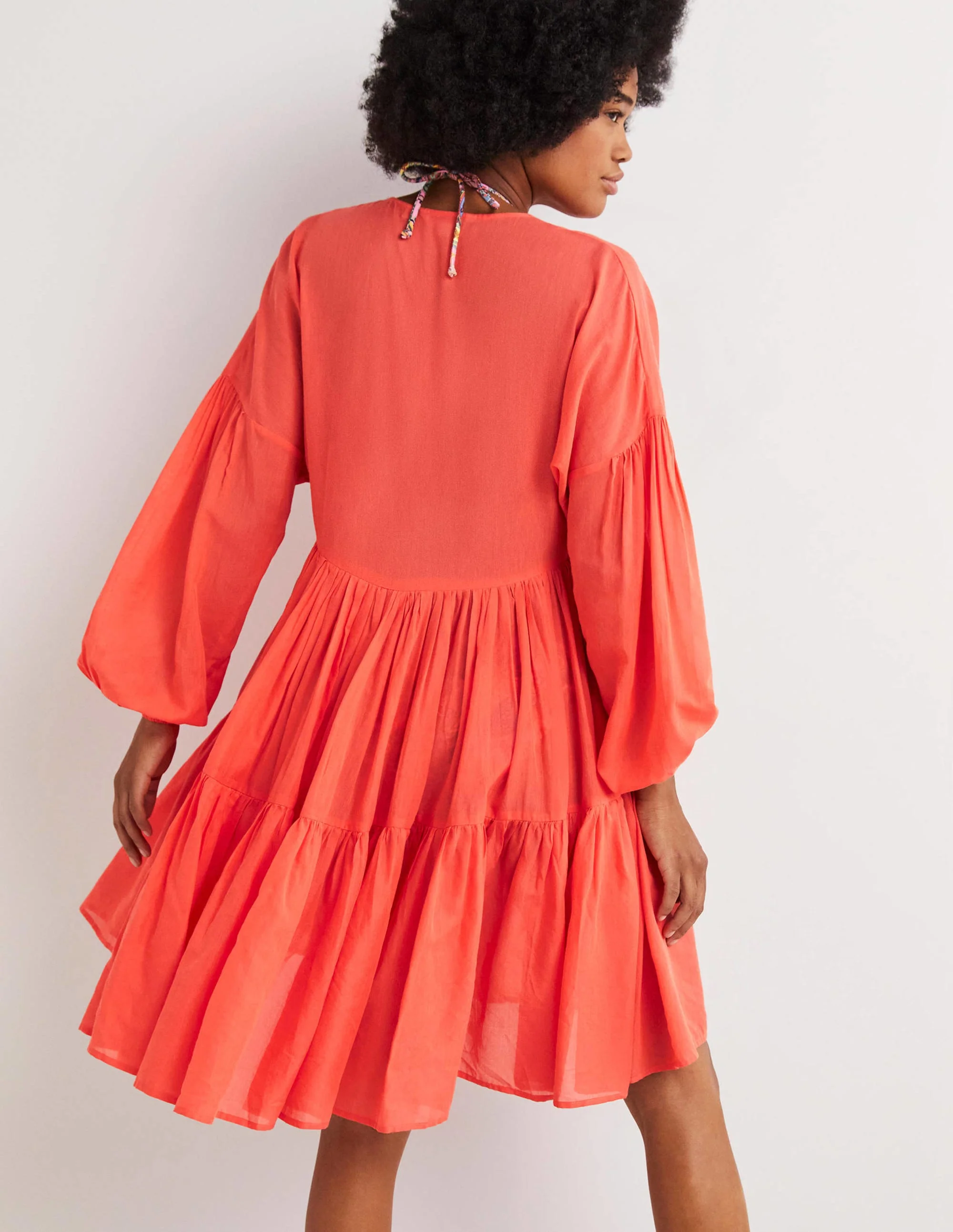 Lässiges Strandkleid mit Stufen-Kräftiges Korallenrot - Image 3
