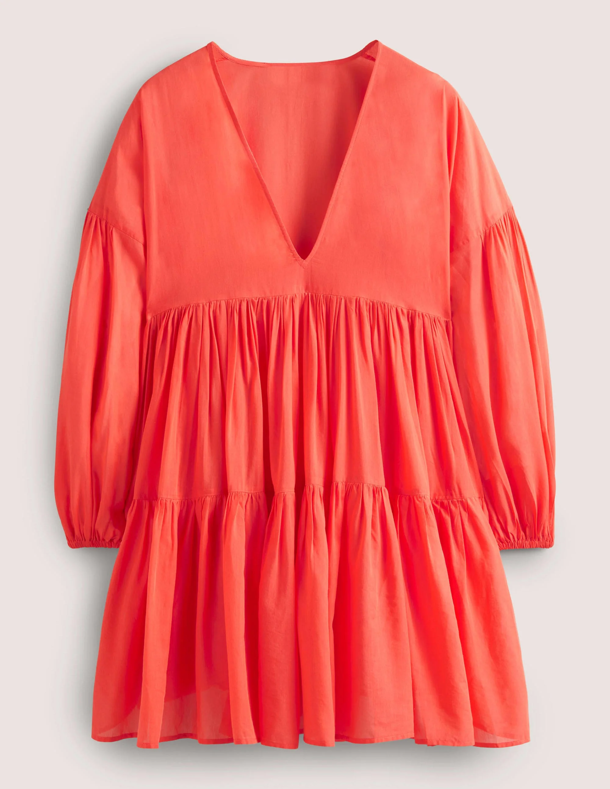 Lässiges Strandkleid mit Stufen-Kräftiges Korallenrot - Image 5