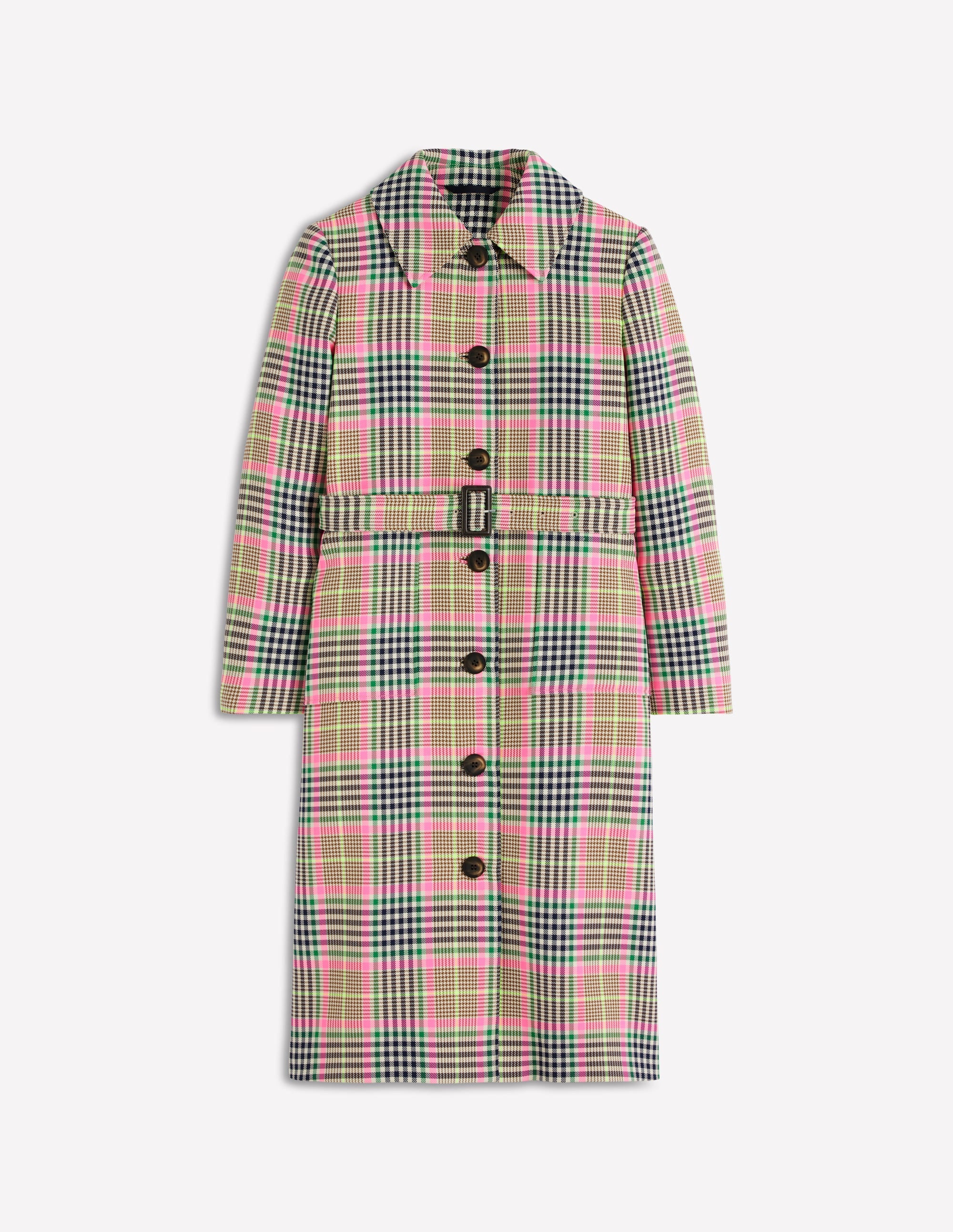 Lancaster Trenchcoat mit Gürtel-Braun, Neonpink Kariert - Image 7