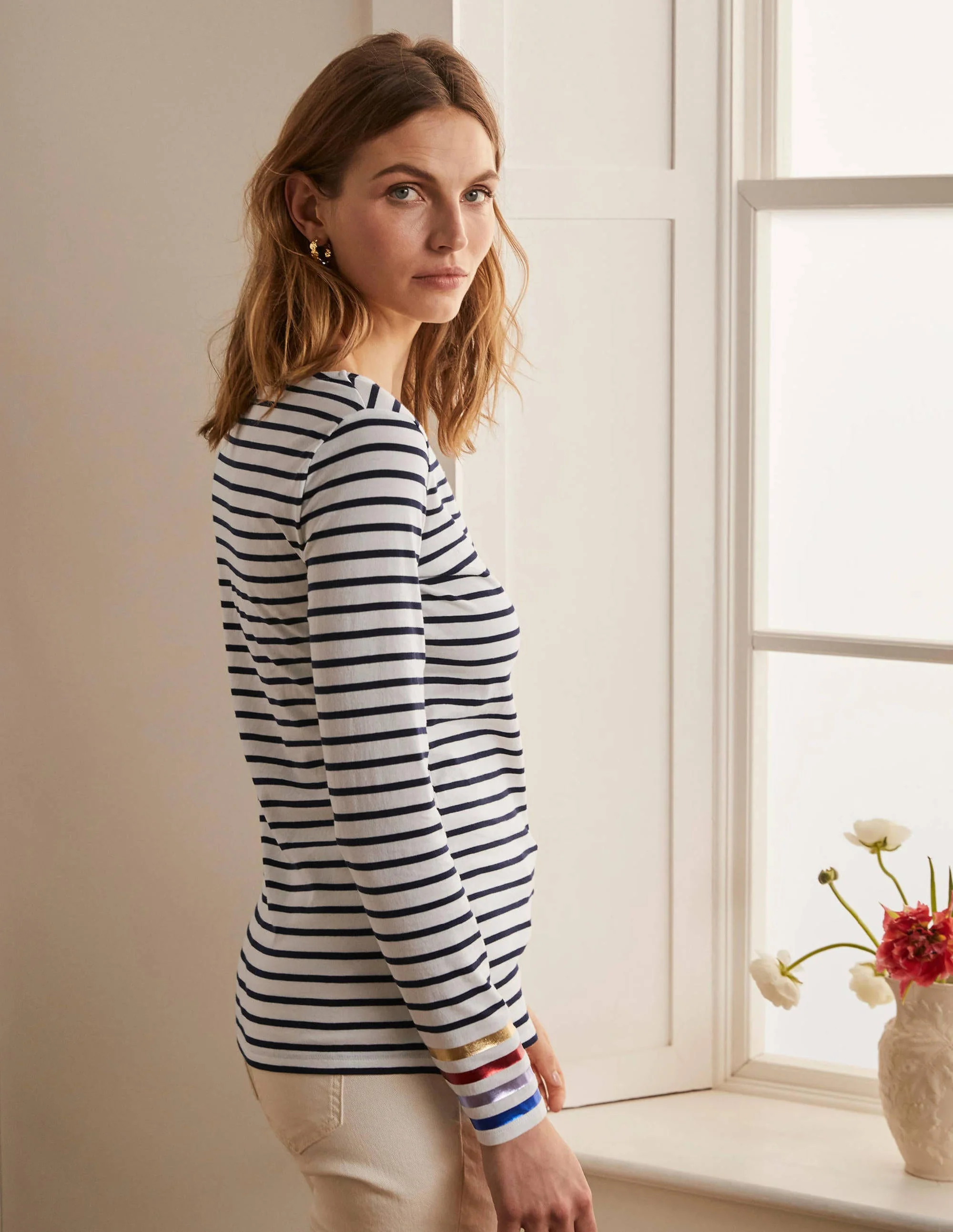 Langärmliges Bretonshirt-Bündchen mit bunten Folienstreifen - Image 3