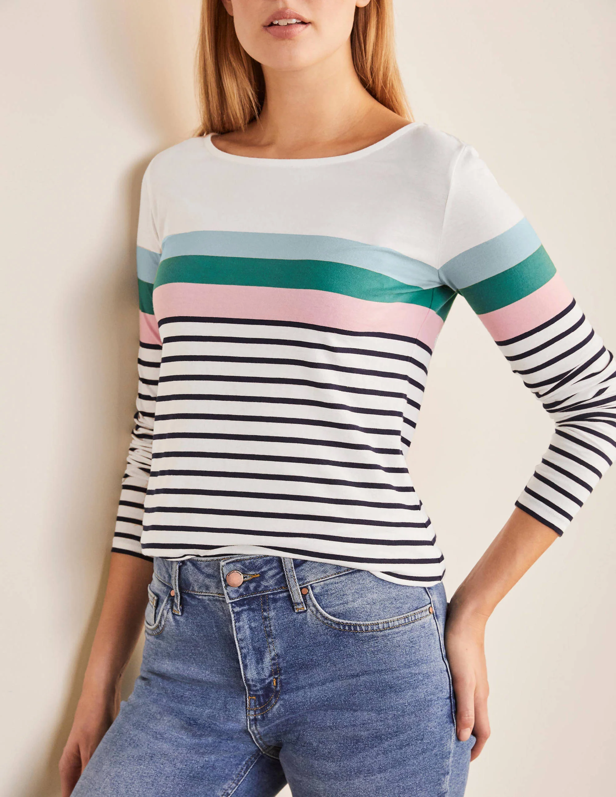Langärmliges Bretonshirt-Eisblau/Zartes Rosa - Image 4
