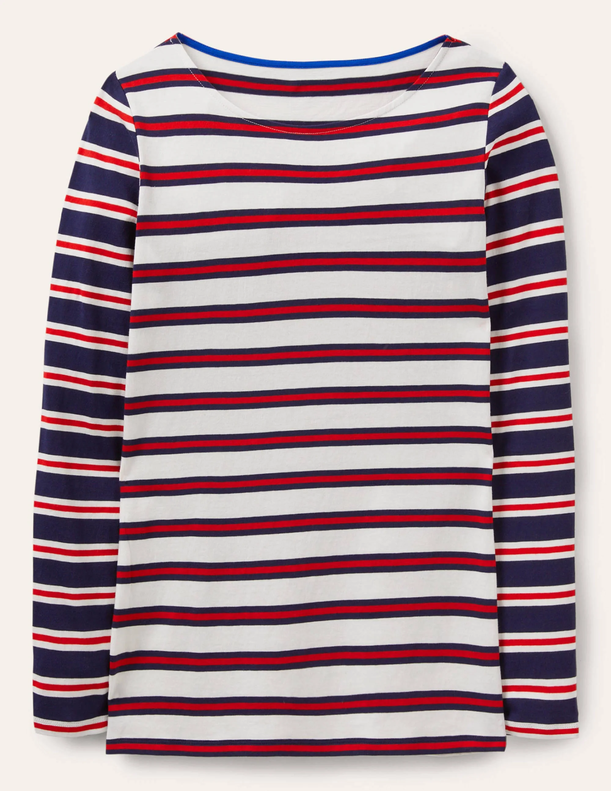 Langärmliges Bretonshirt-Naturweiß/Rot/Navy, Gestreift - Image 5