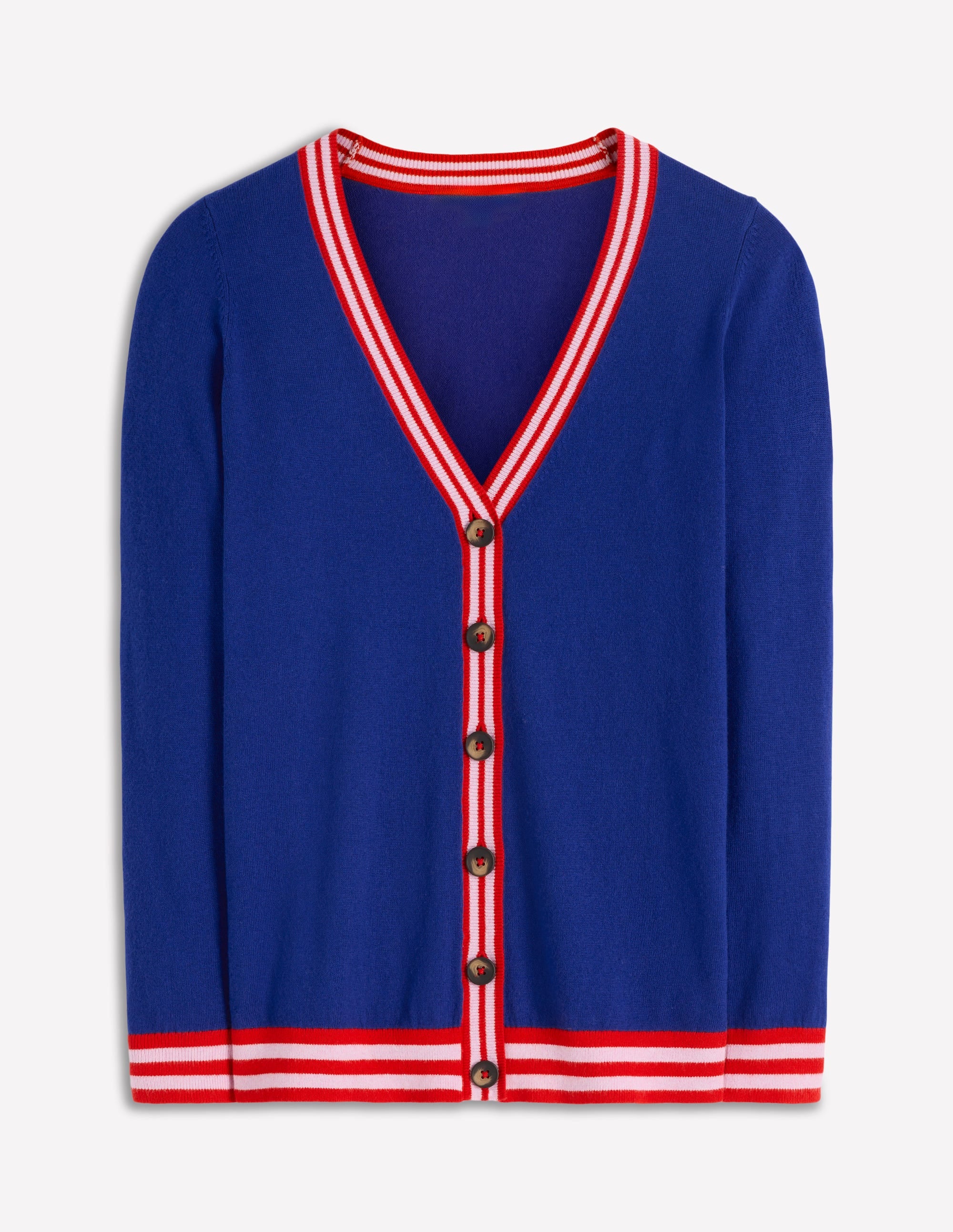 Lange Strickjacke mit V-Ausschnitt-Leuchtendes Blau - Image 5