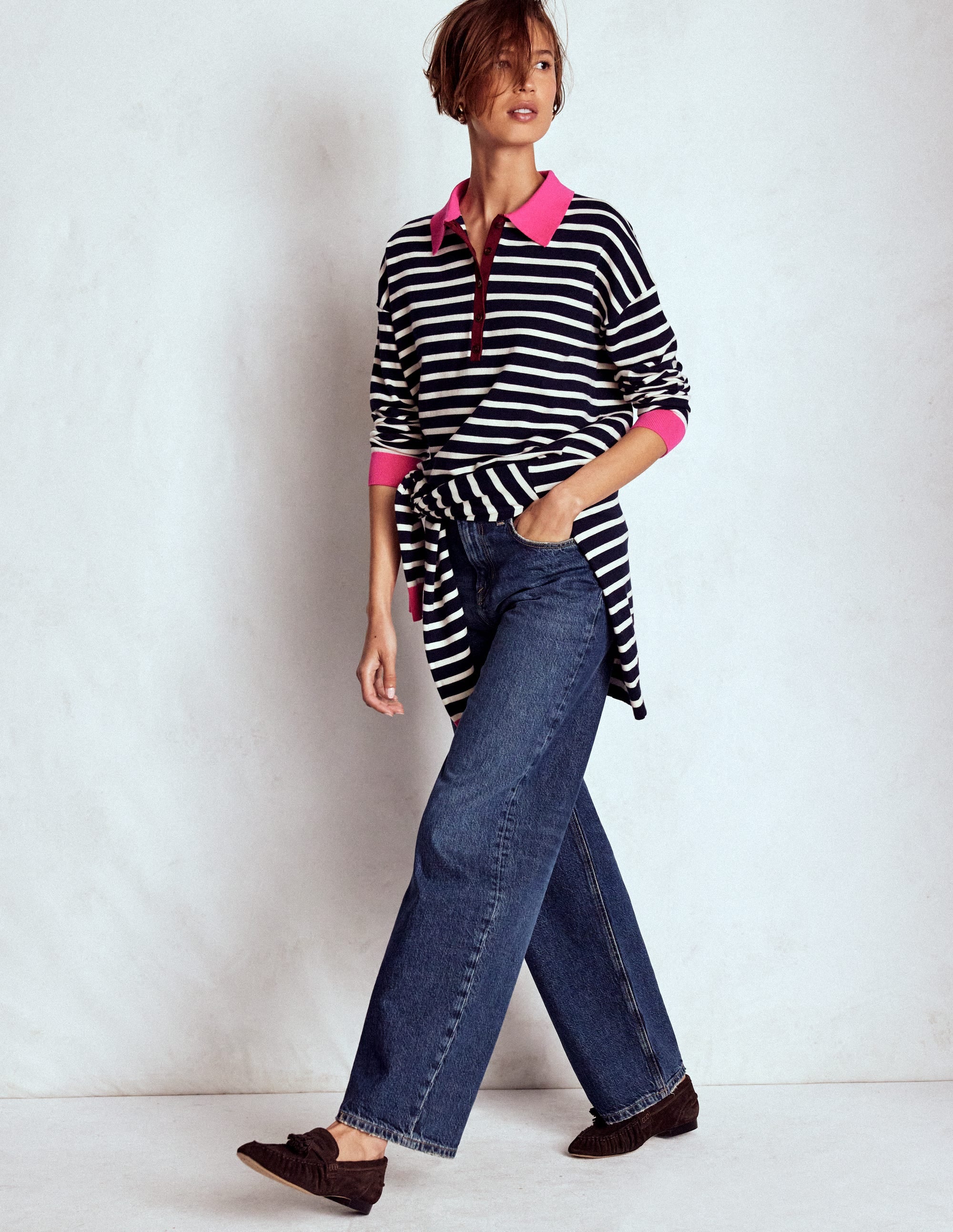 Lara Henley-Pullover aus Baumwolle-Dunkelblau/Streifen - Image 4