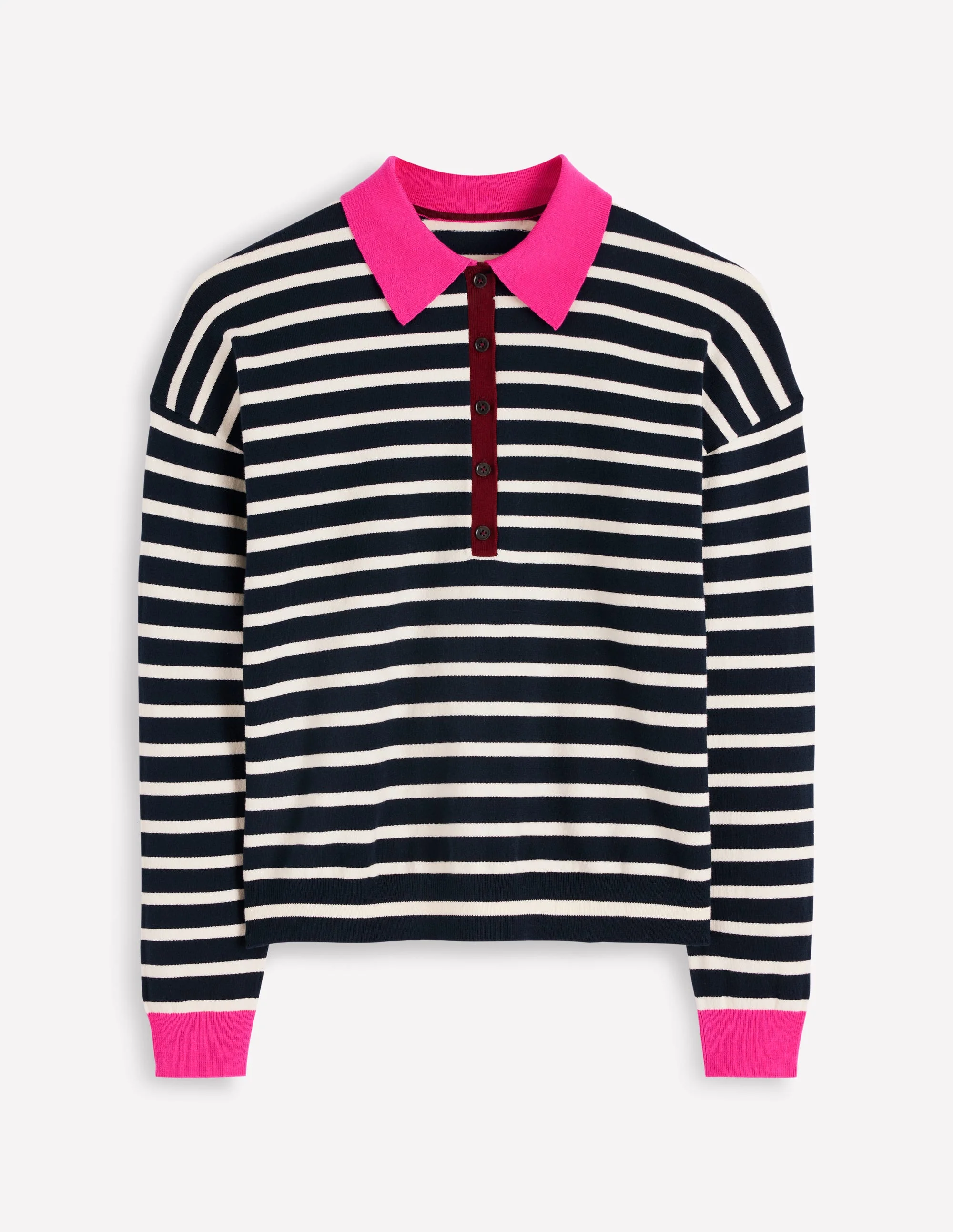 Lara Henley-Pullover aus Baumwolle-Dunkelblau/Streifen - Image 6