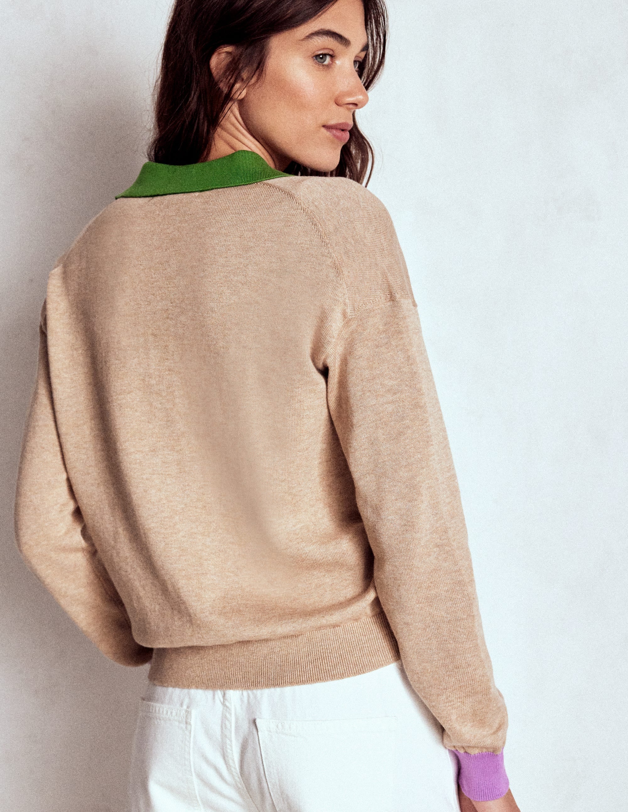 Lara Henley-Pullover aus Baumwolle-Graubraun Meliert - Image 3