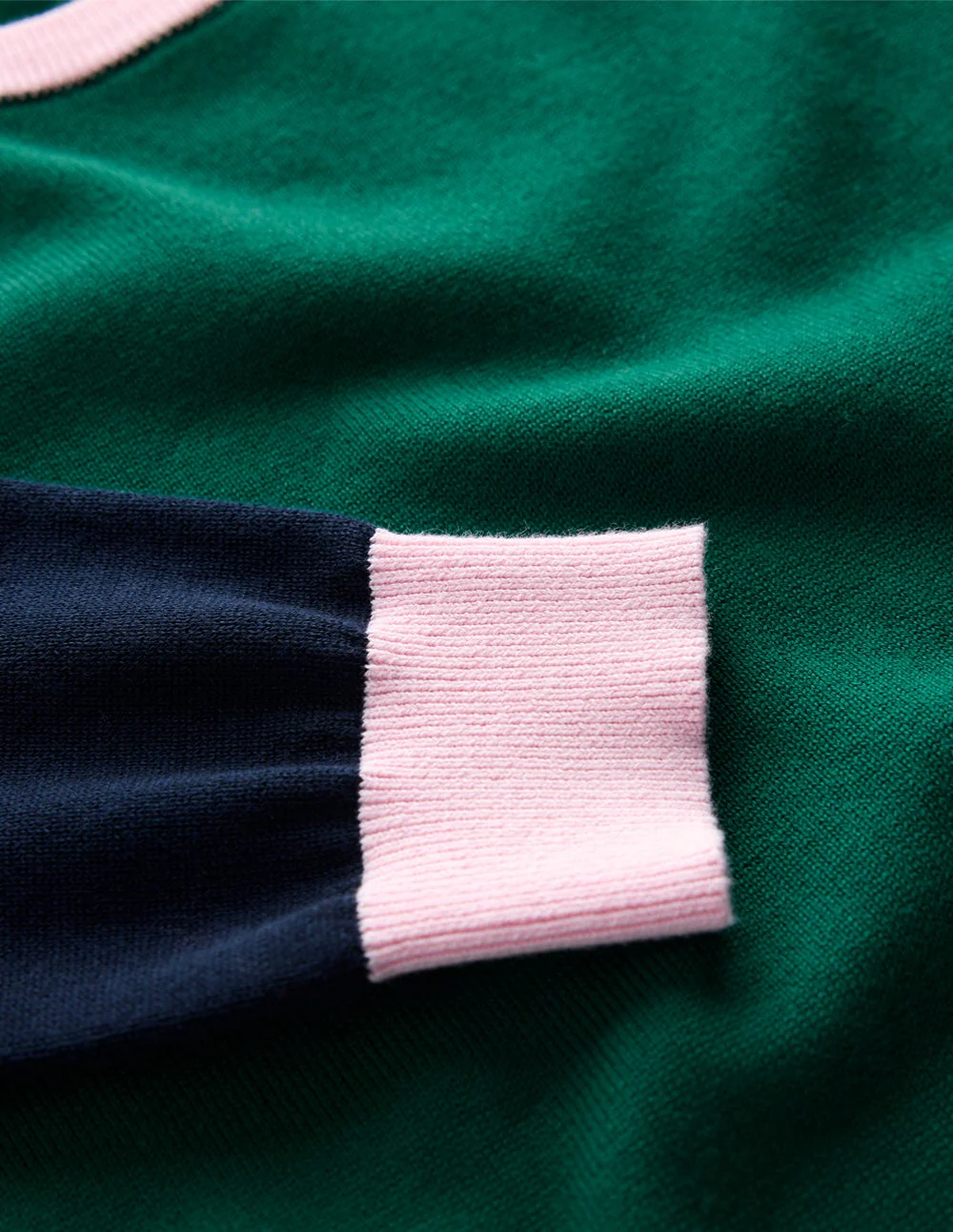 Lara Lockerer Baumwollpullover-Dunkles Smaragdgrün, Marineblau - Image 6