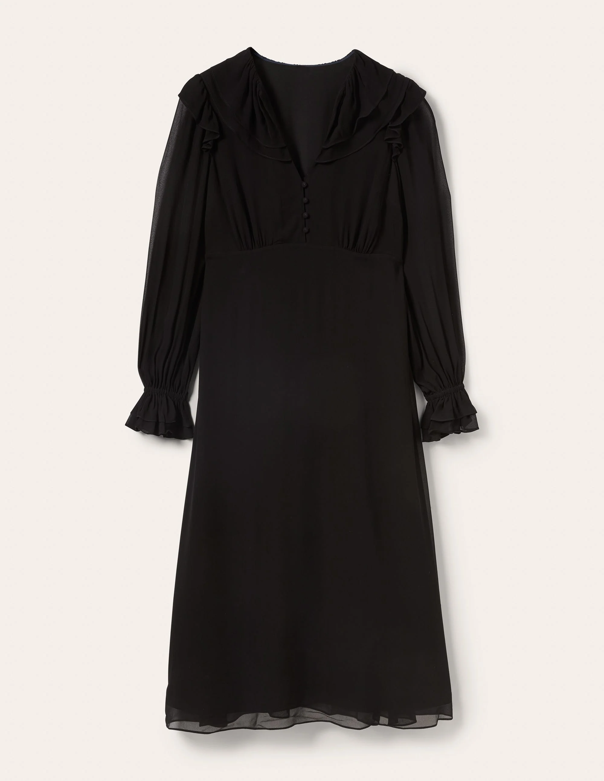 Lara Midikleid mit Rüschen-Schwarz - Image 6