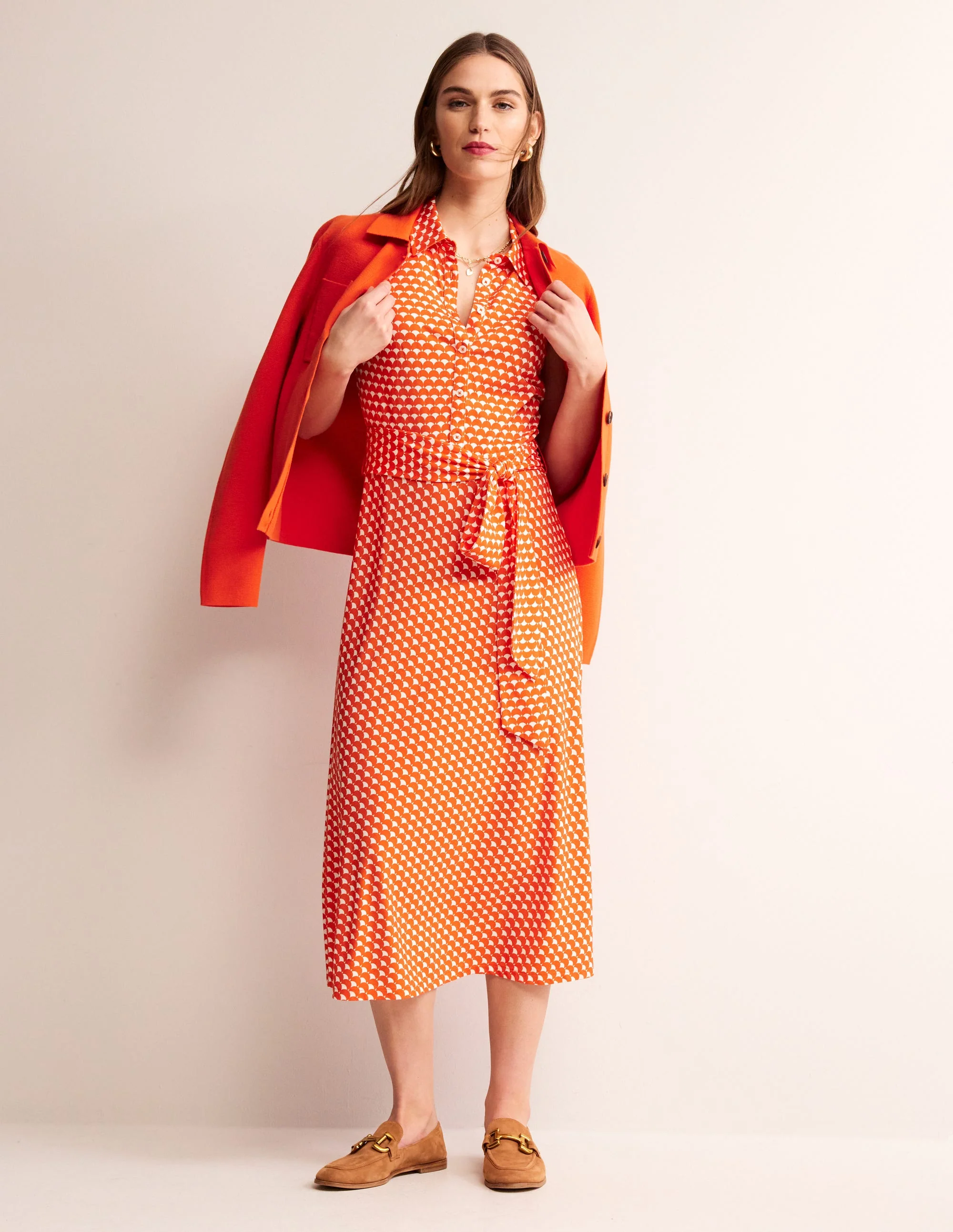 Laura Ärmelloses Hemdblusenkleid-Mandarine, Halbmond
