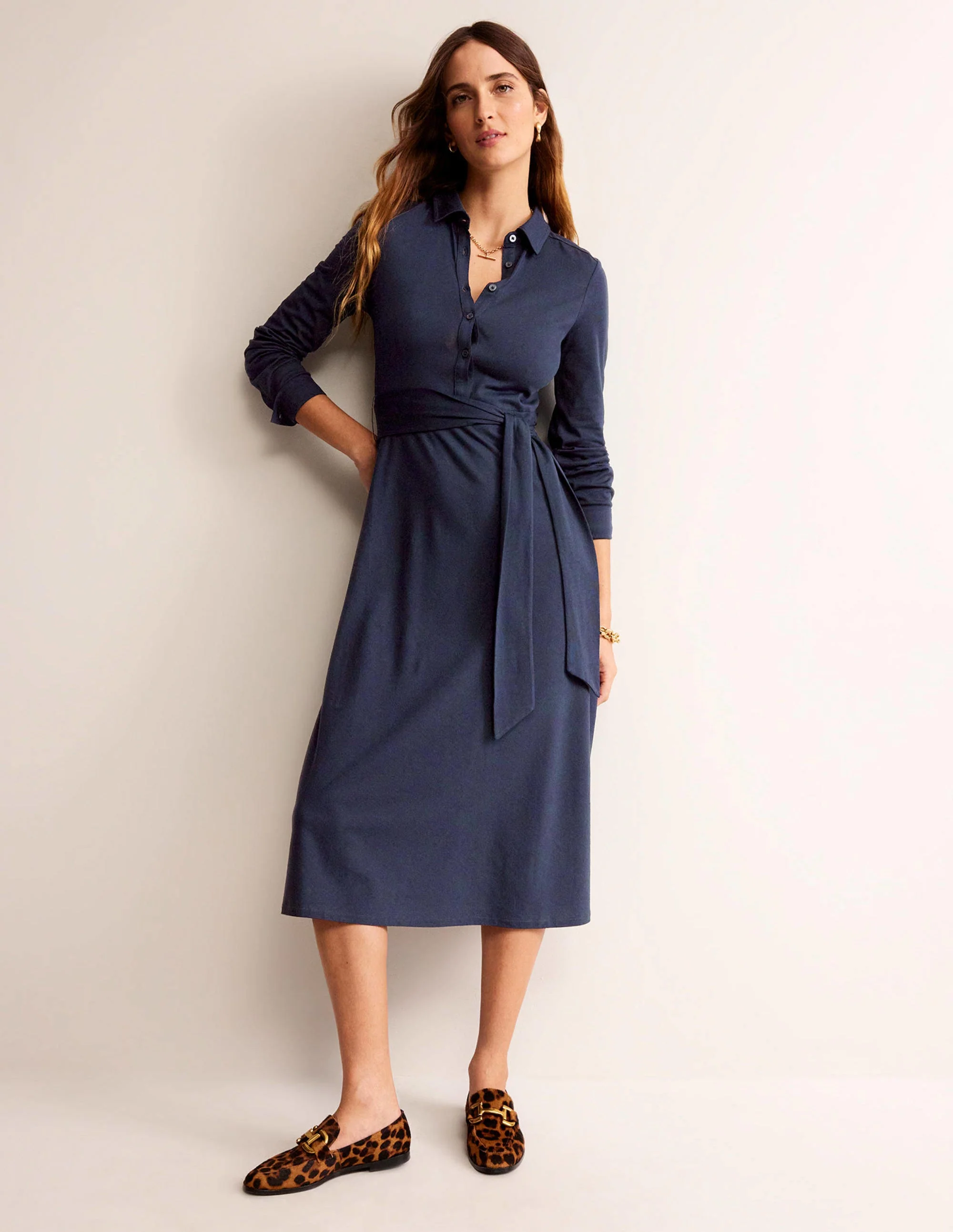 Laura Midi-Hemdblusenkleid aus Jersey-Aqua Marine Marl