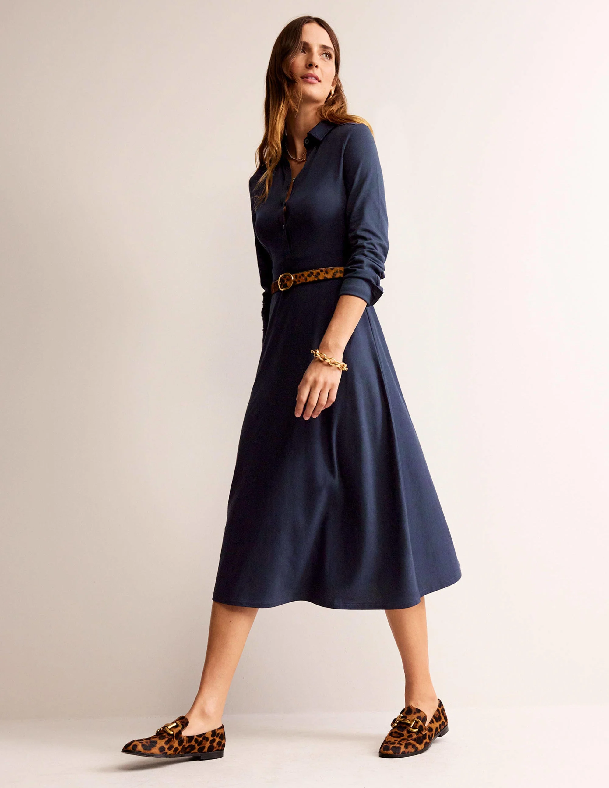 Laura Midi-Hemdblusenkleid aus Jersey-Aqua Marine Marl - Image 4