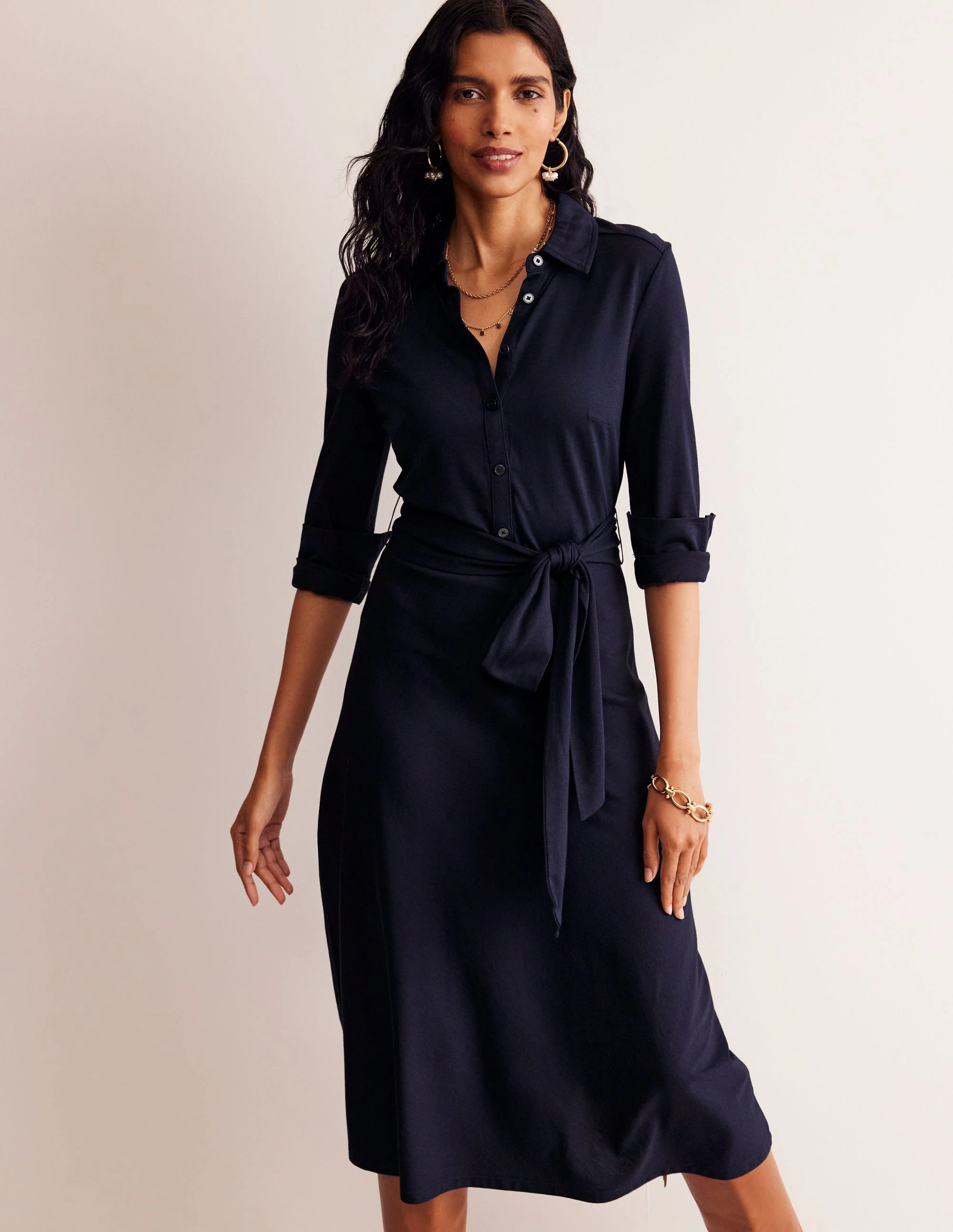 Laura Midi-Hemdblusenkleid aus Jersey-Aqua Marine Marl