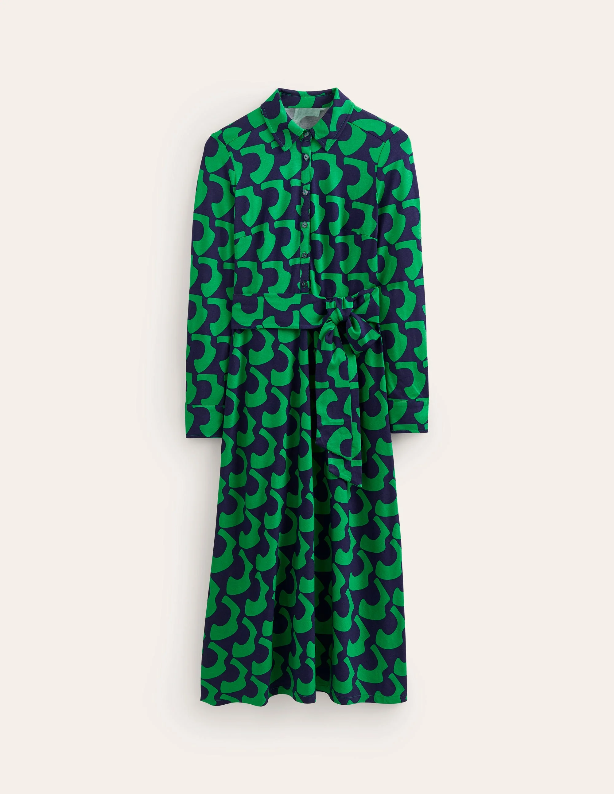 Laura Midi-Hemdblusenkleid aus Jersey-Grünes Tamburin, Arc Geo - Image 5