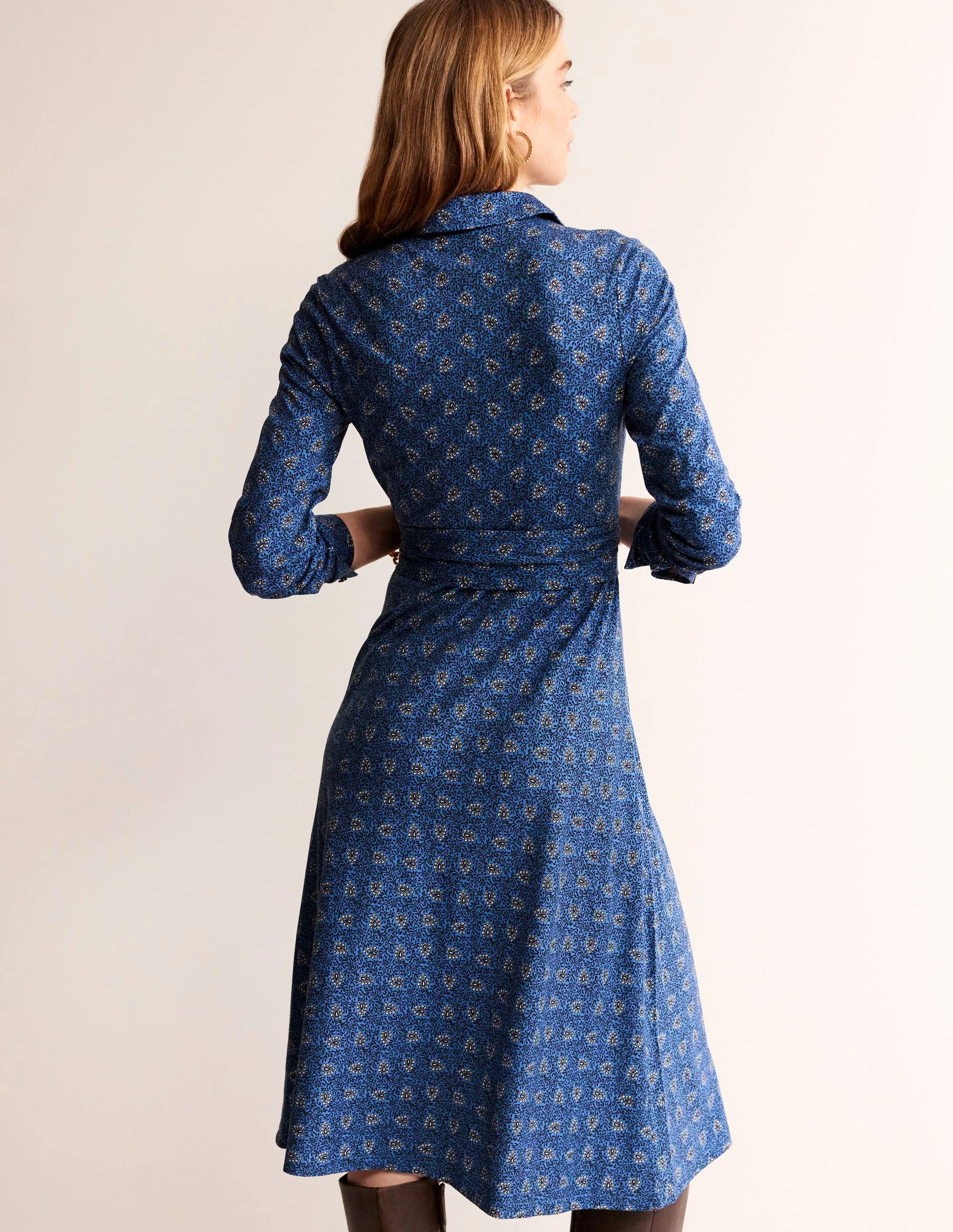 Laura Midi-Hemdblusenkleid aus Jersey-Himmelblau, Celosia-Knospe - Image 3