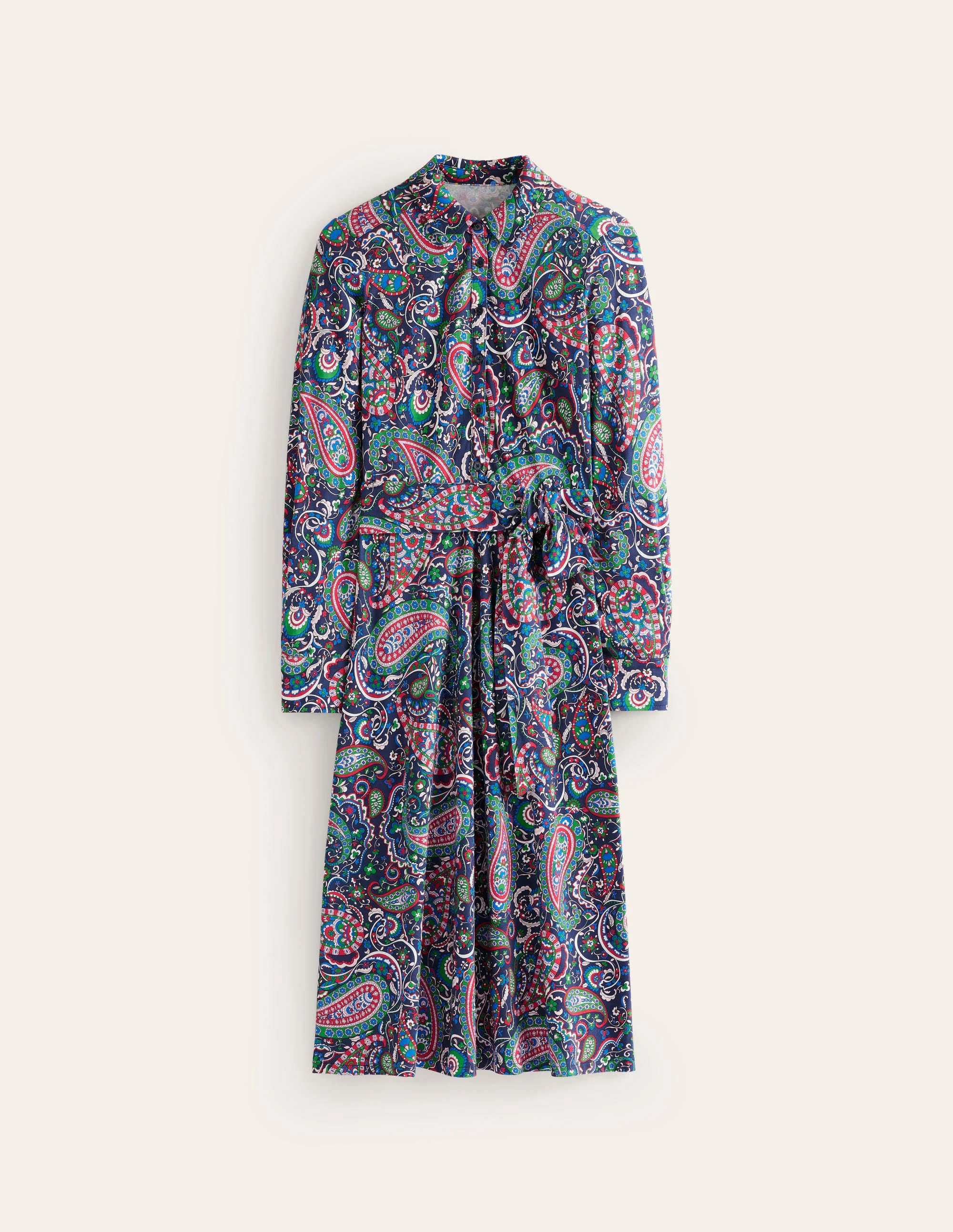 Laura Midi-Hemdblusenkleid aus Jersey-Marineblau, Paisley Paradies - Image 6
