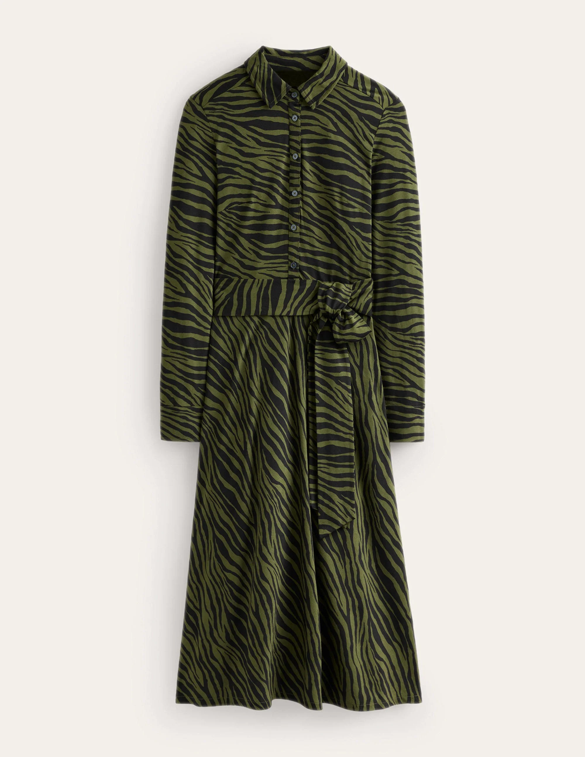 Laura Midi-Hemdblusenkleid aus Jersey-Oregano, Tierstreifen - Image 6