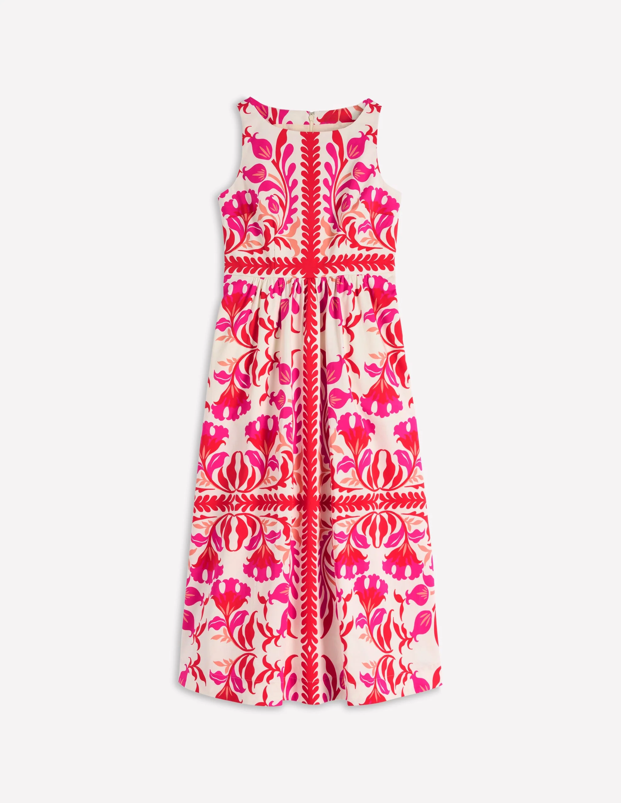 Lauren Baumwoll-Midikleid-Mohnblumenrot, florale Kunst - Image 8