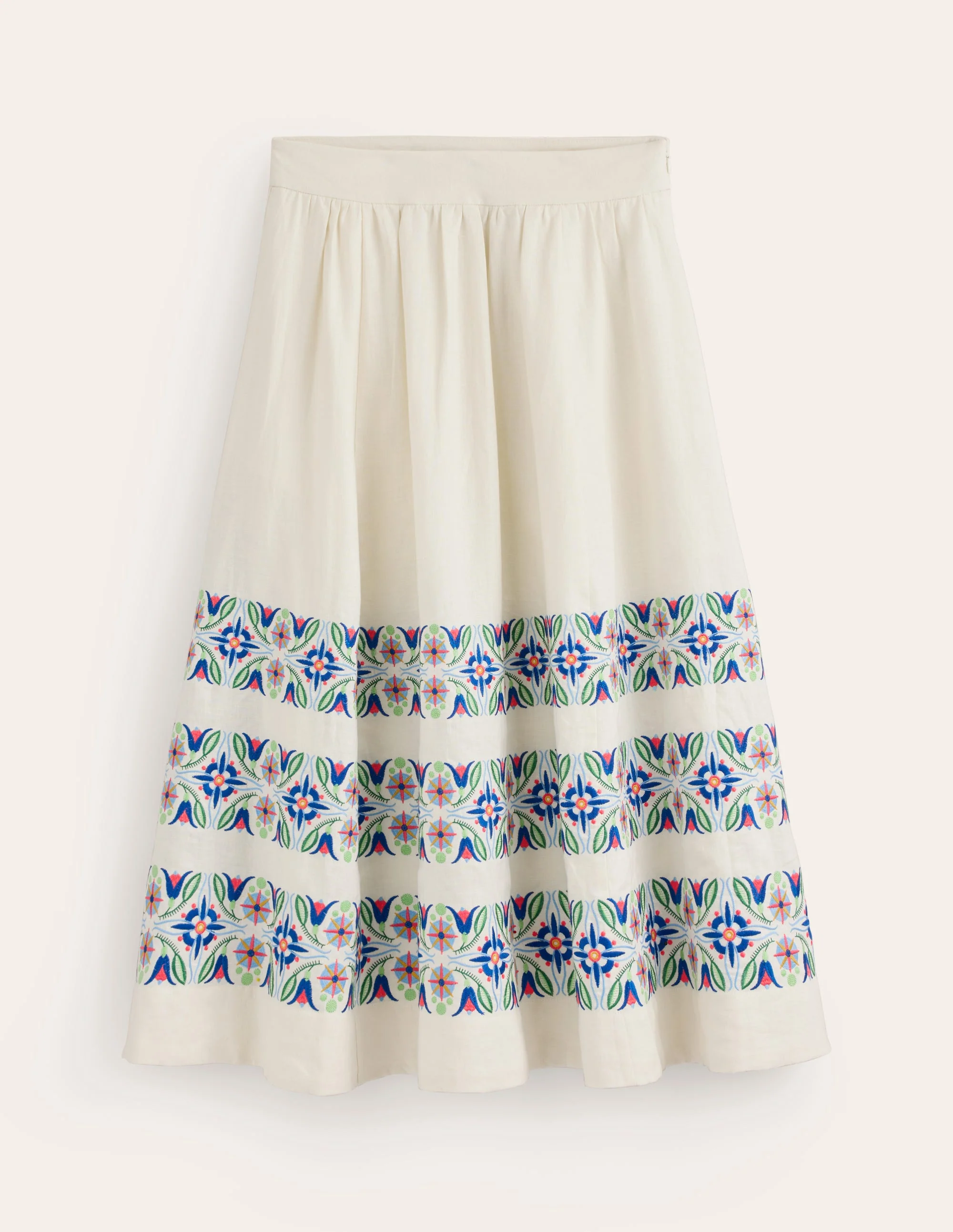 Layla Bestickter Midirock-Beige - Image 6