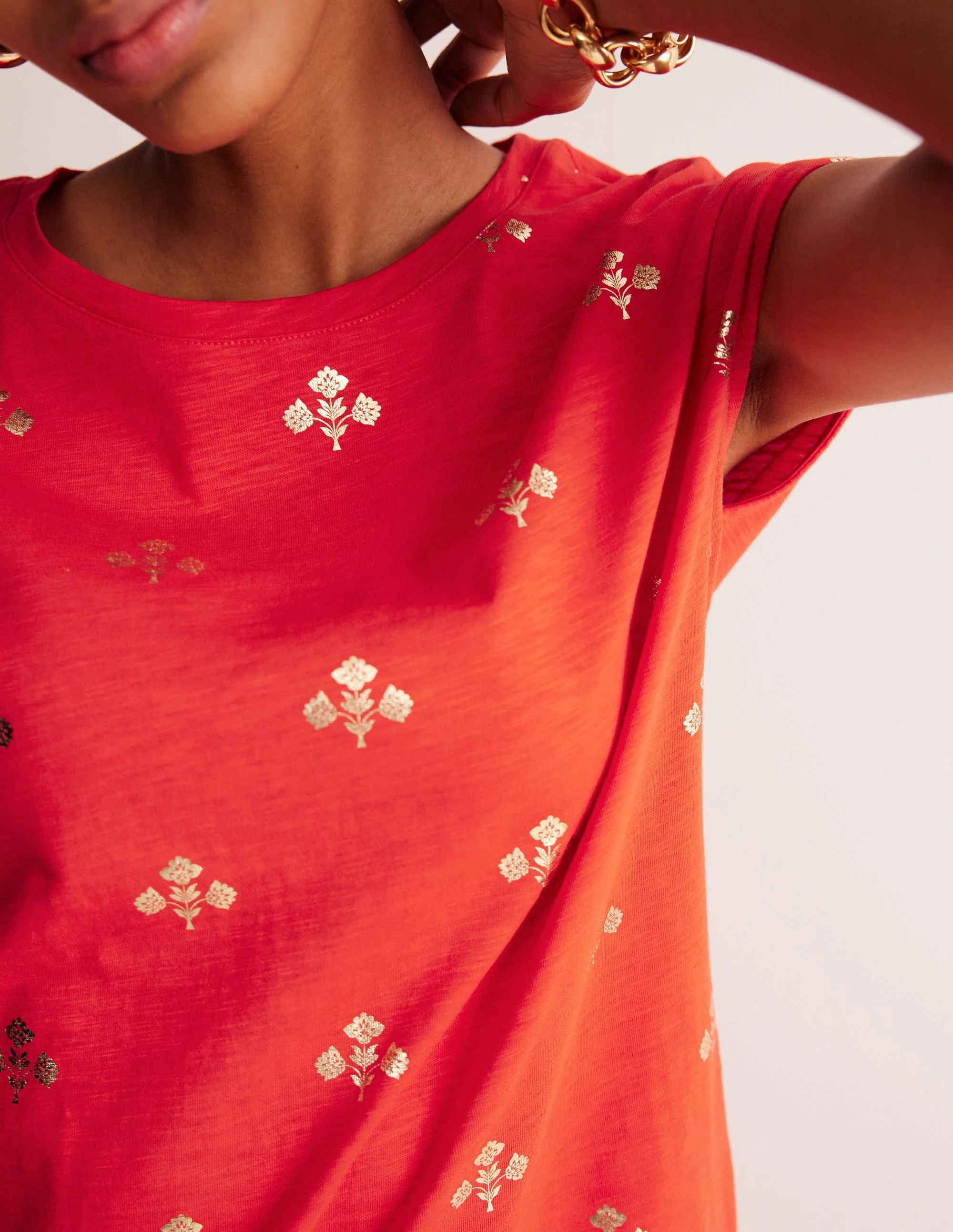 Leah T-Shirt-Kleid aus Jersey-Flame Scarlet, Passionsblume - Image 2