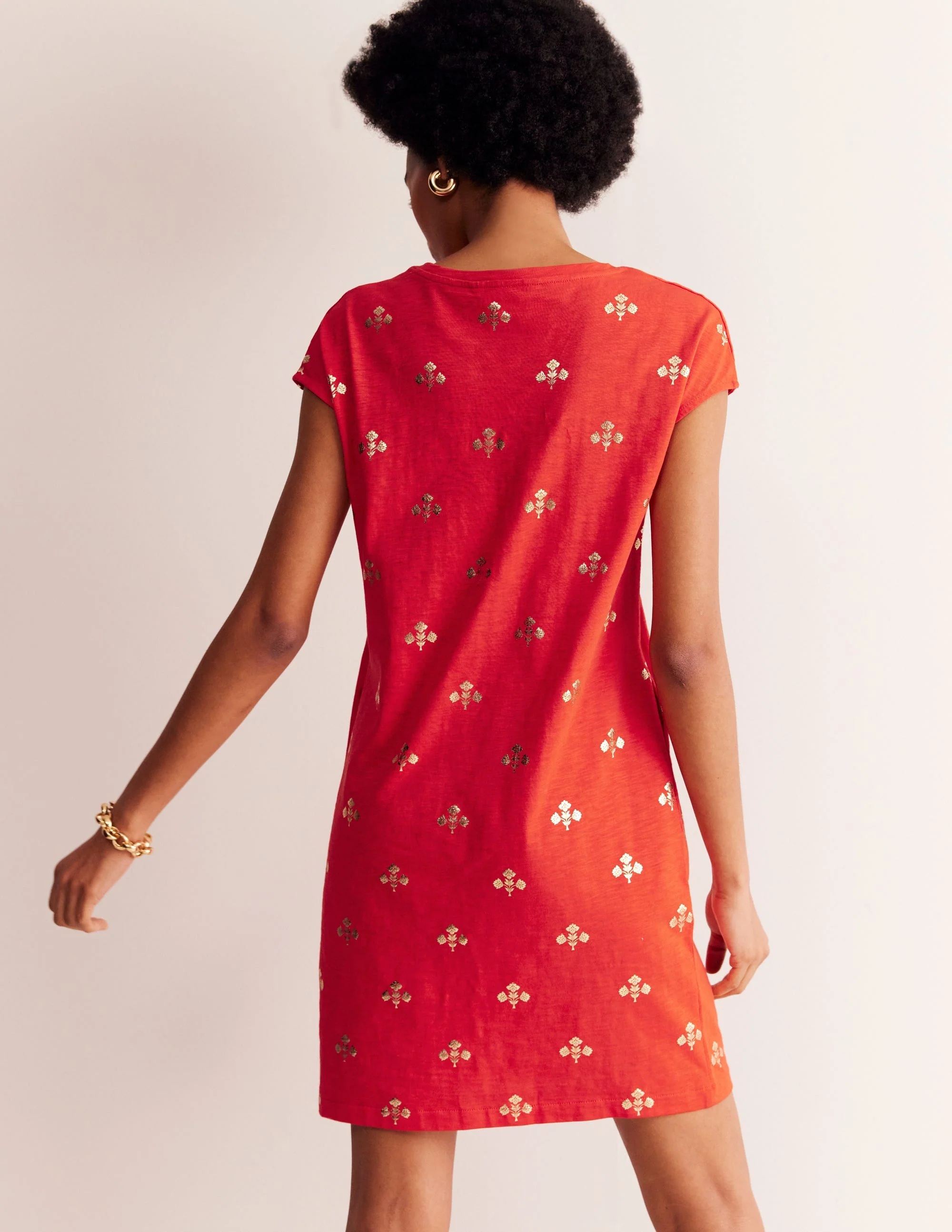 Leah T-Shirt-Kleid aus Jersey-Flame Scarlet, Passionsblume - Image 3