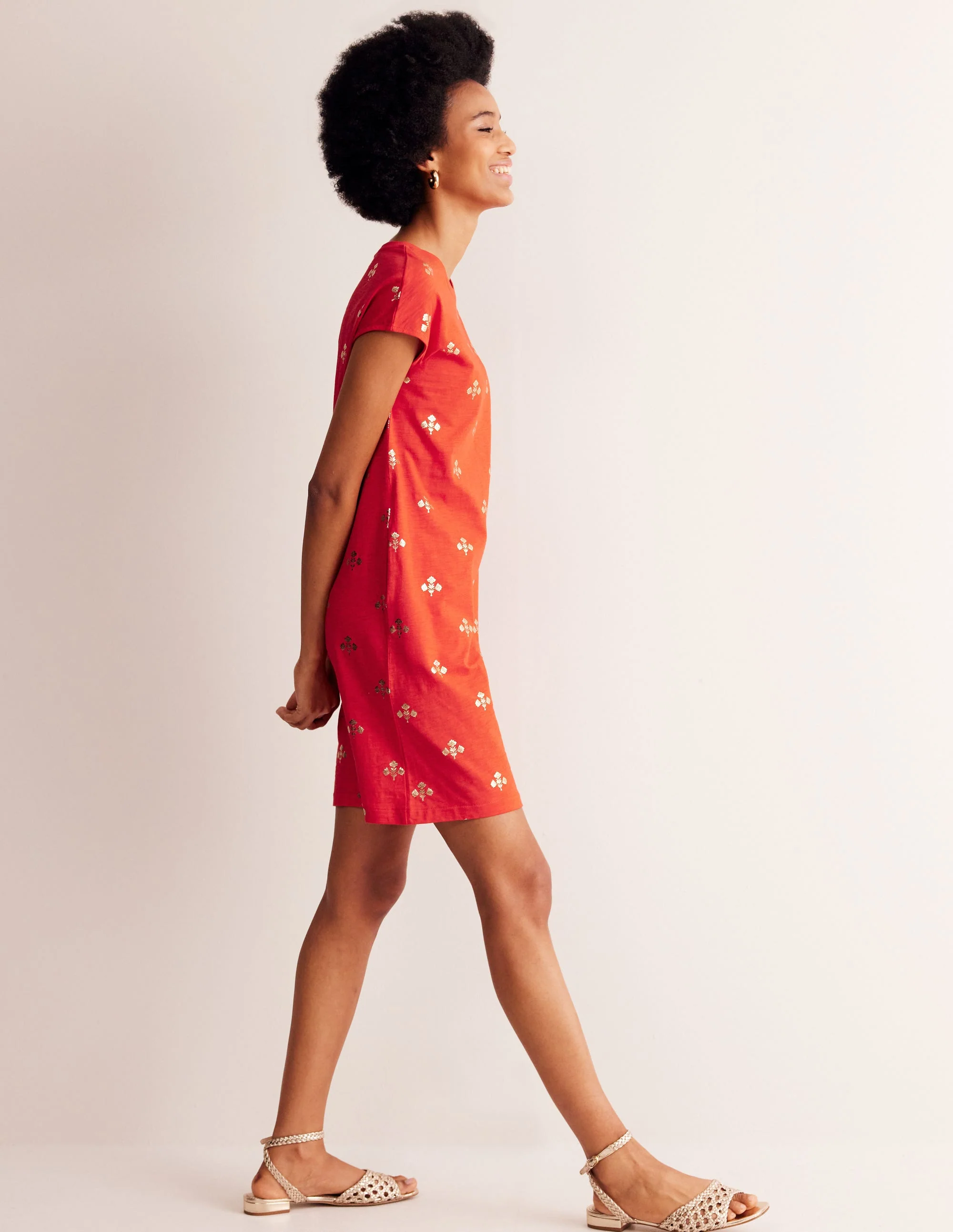 Leah T-Shirt-Kleid aus Jersey-Flame Scarlet, Passionsblume - Image 4